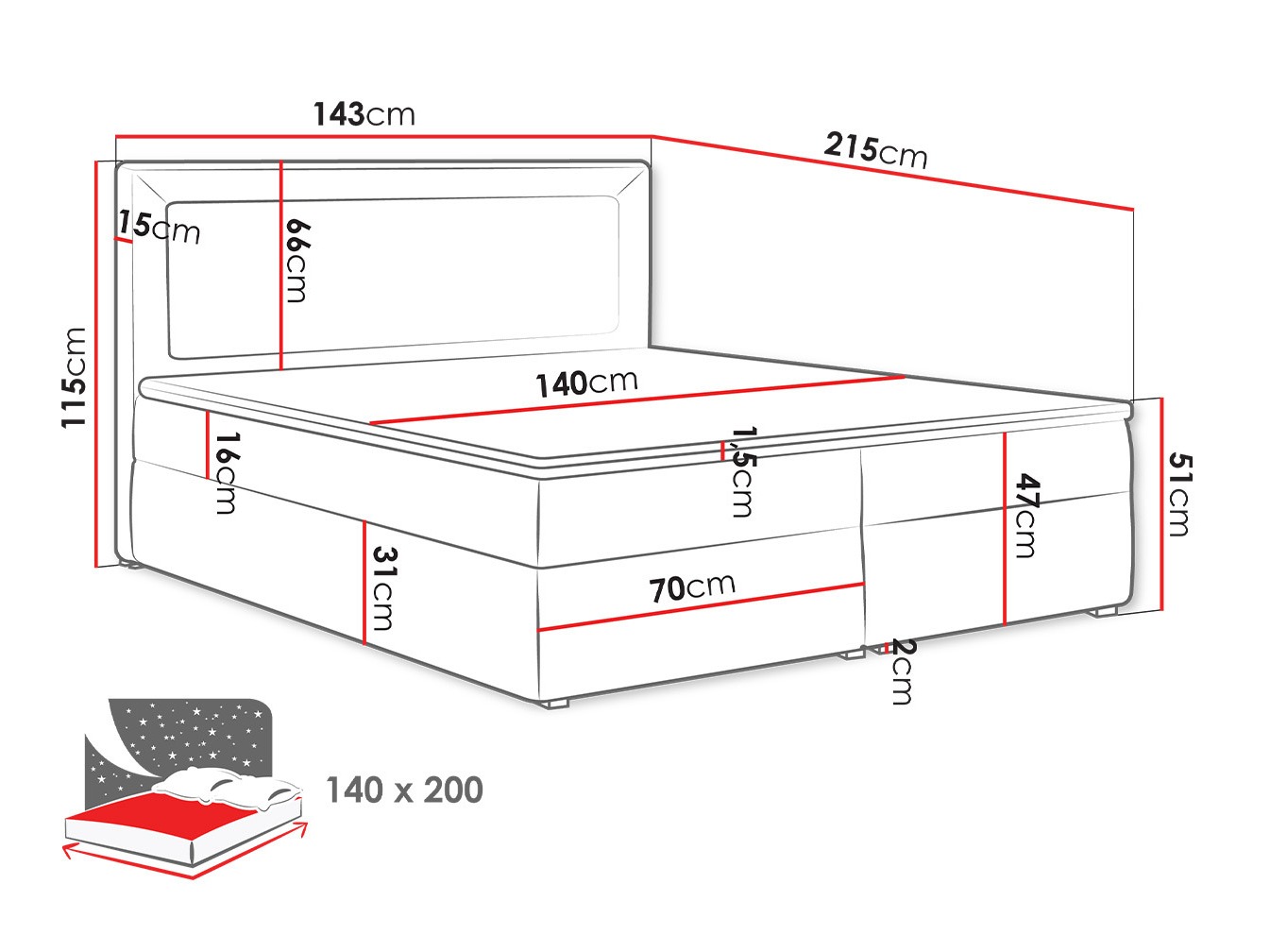 Pat boxspring Pomona 112 (Victoria 14 869)