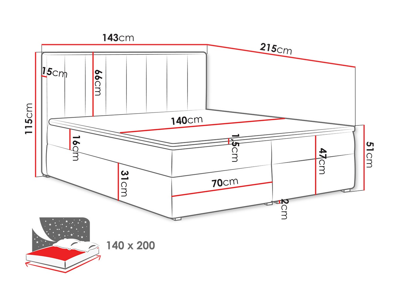 Pat boxspring Pomona 116 (Magic catifea 2213)