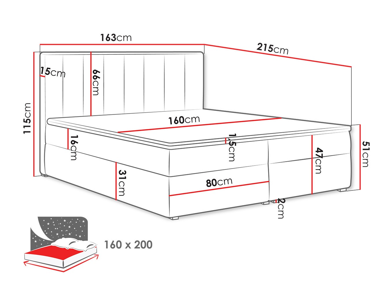 Pat boxspring Pomona 116 (Magic catifea 2213)