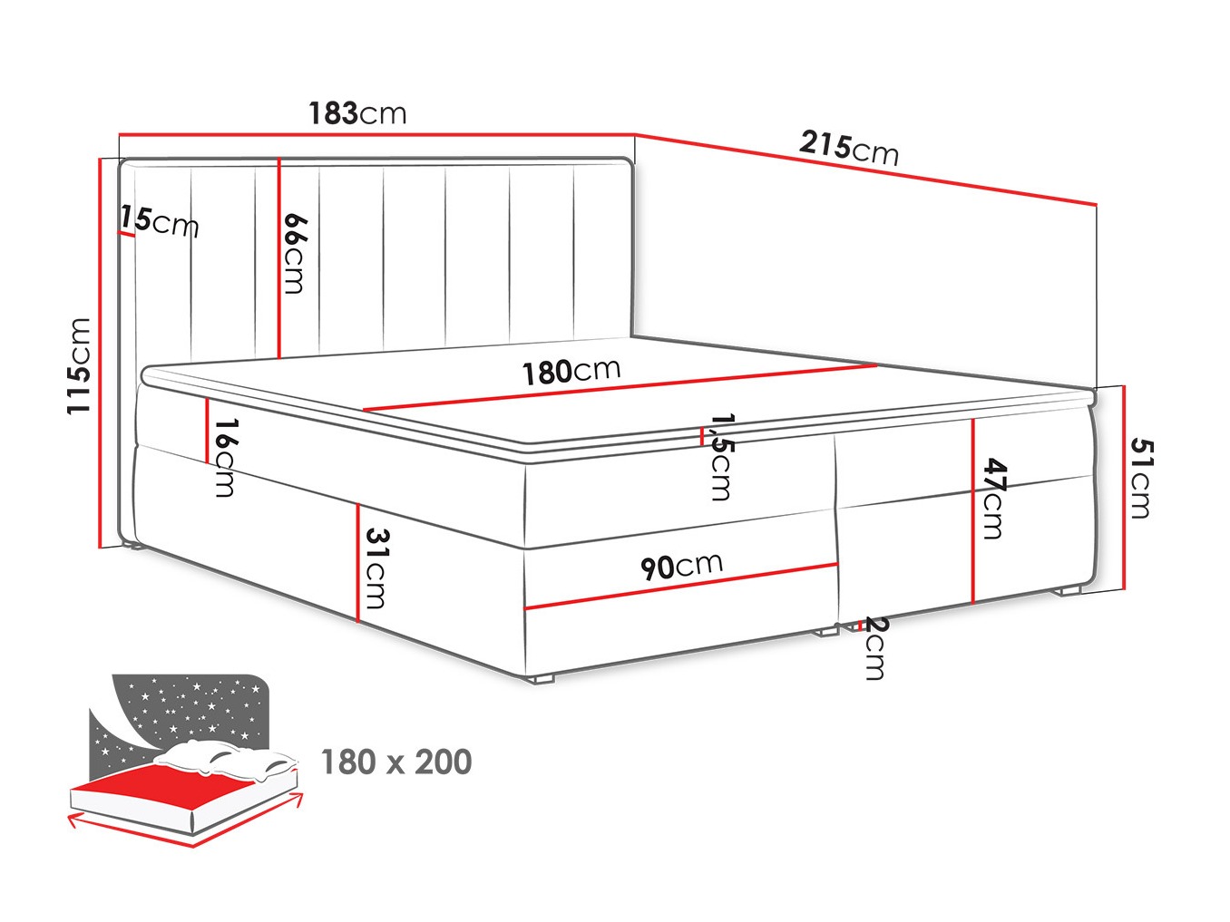 Pat boxspring Pomona 116 (Magic catifea 2213)
