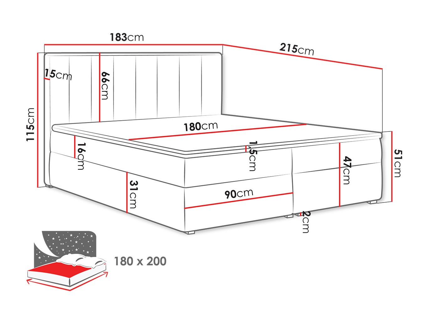Pat boxspring Pomona 116 (Magic catifea 2216)