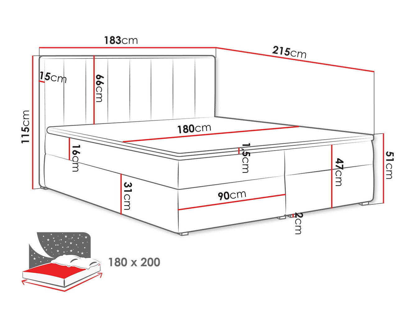 Pat boxspring Pomona 116 (Magic catifea 2217)