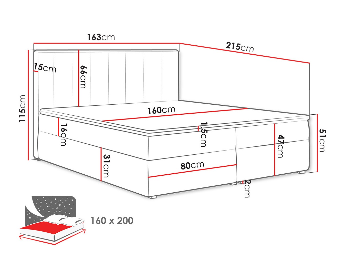 Pat boxspring Pomona 116 (Magic catifea 2225)