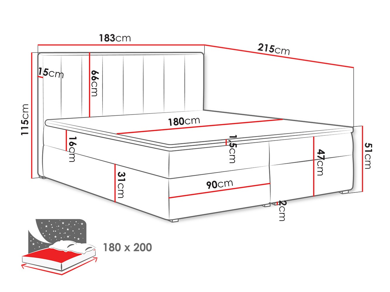 Pat boxspring Pomona 116 (Magic catifea 2225)