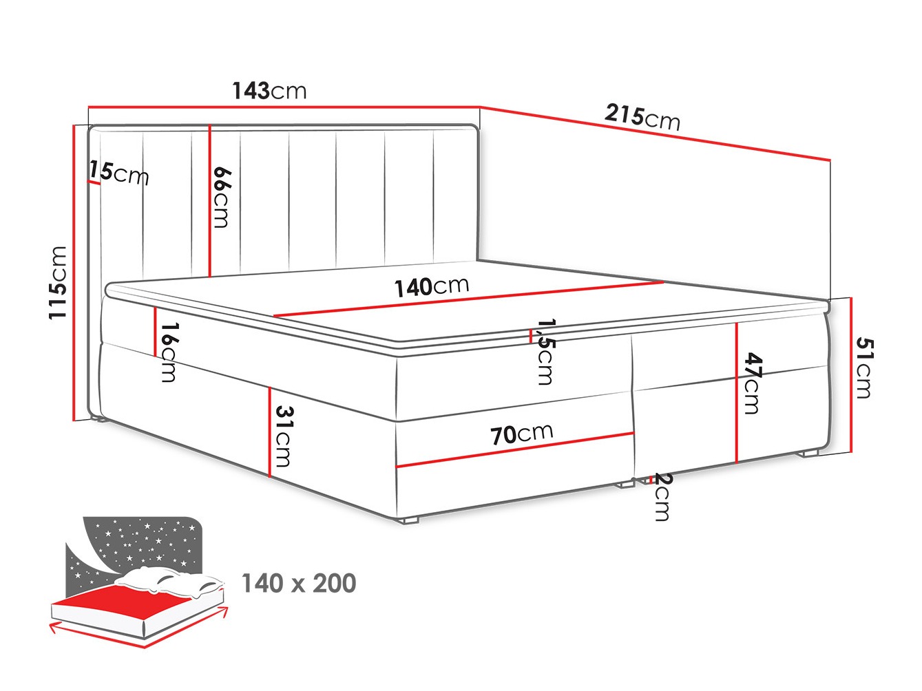 Pat boxspring Pomona 116 (Magic catifea 2258)