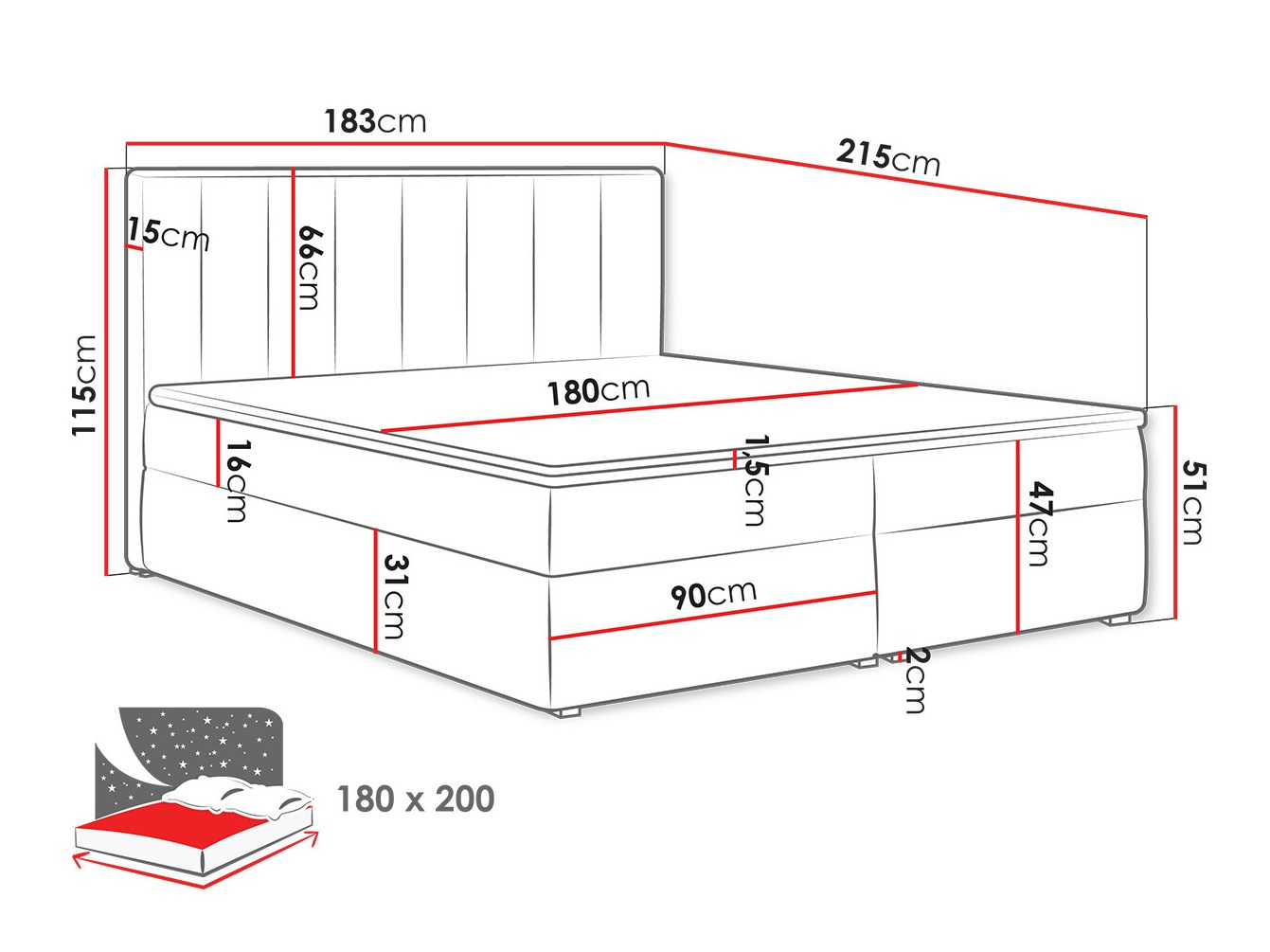 Pat boxspring Pomona 116 (Magic catifea 2258)
