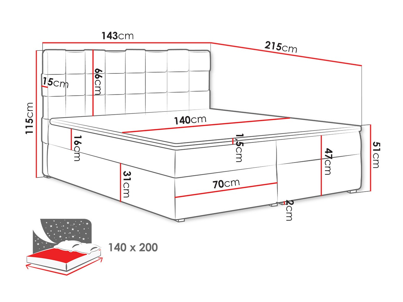 Pat boxspring Pomona 117 (Kronos 02)
