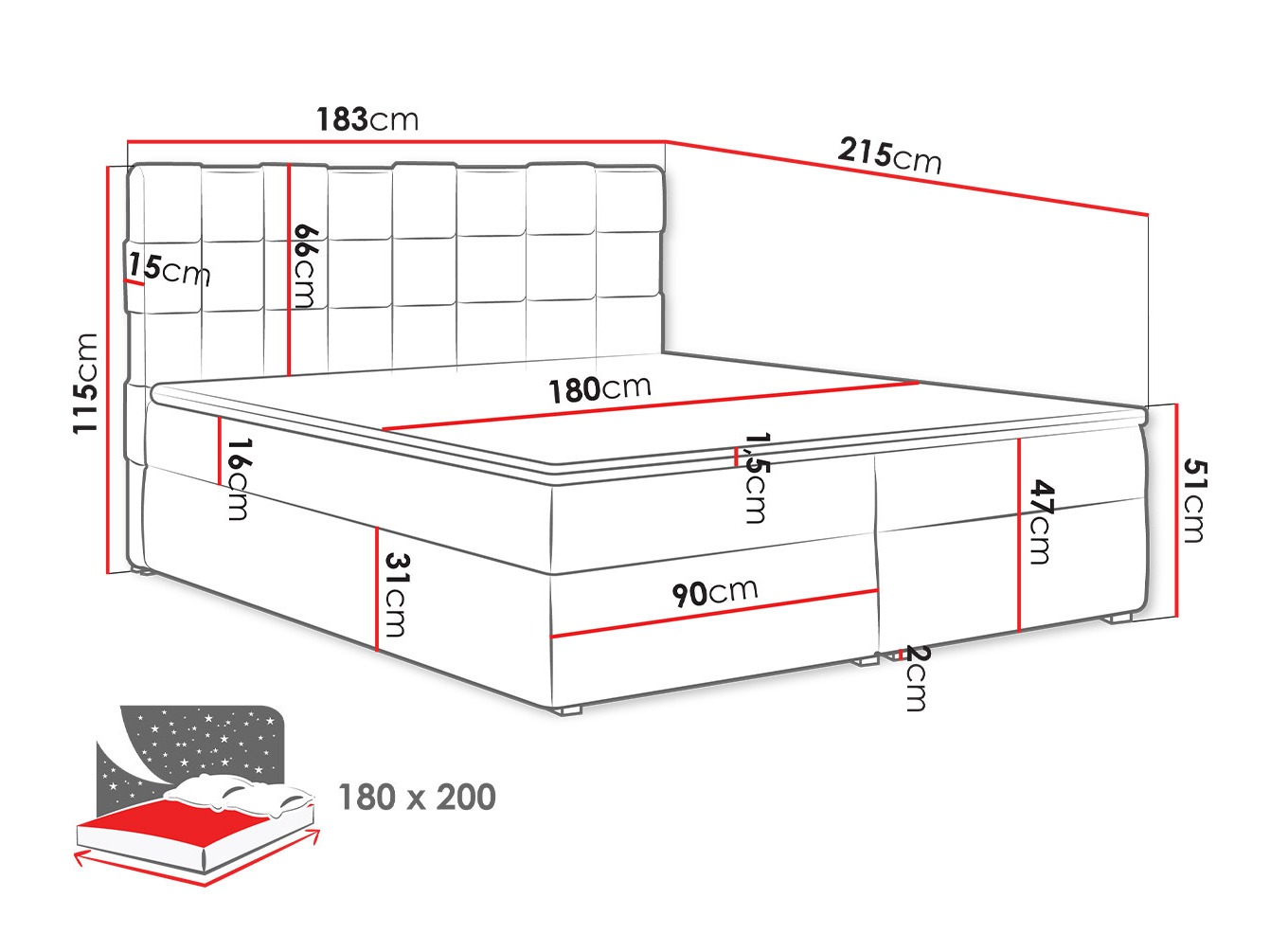 Pat boxspring Pomona 117 (Kronos 22)