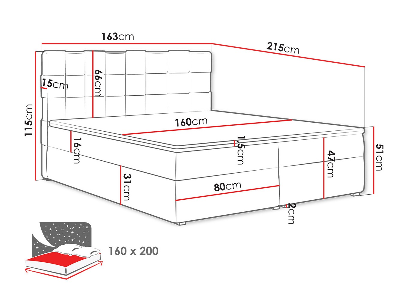 Pat boxspring Pomona 117 (Paros 05)