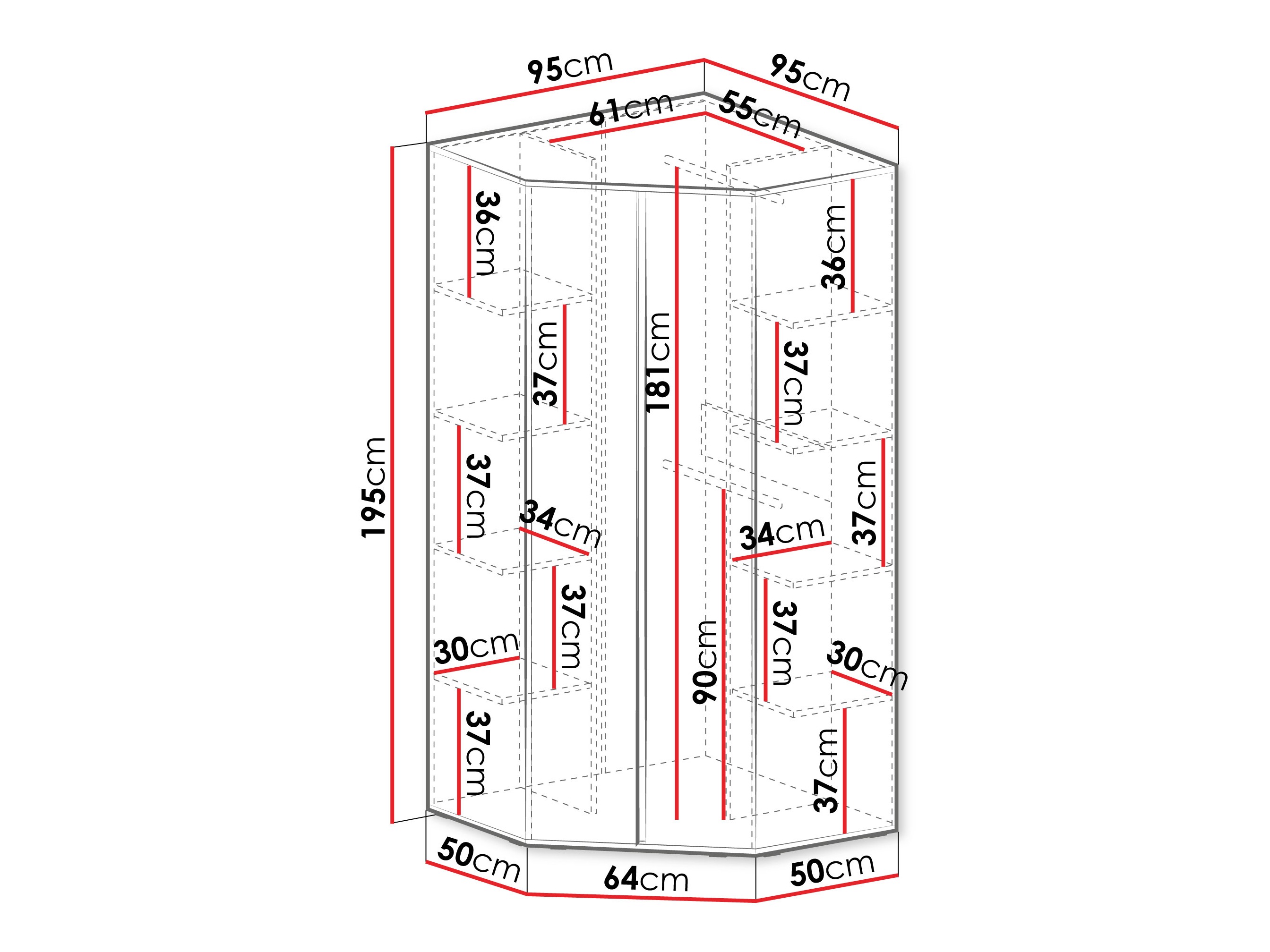 Dulap de colț Fiosono 101 (Eucalipt + Stejar)