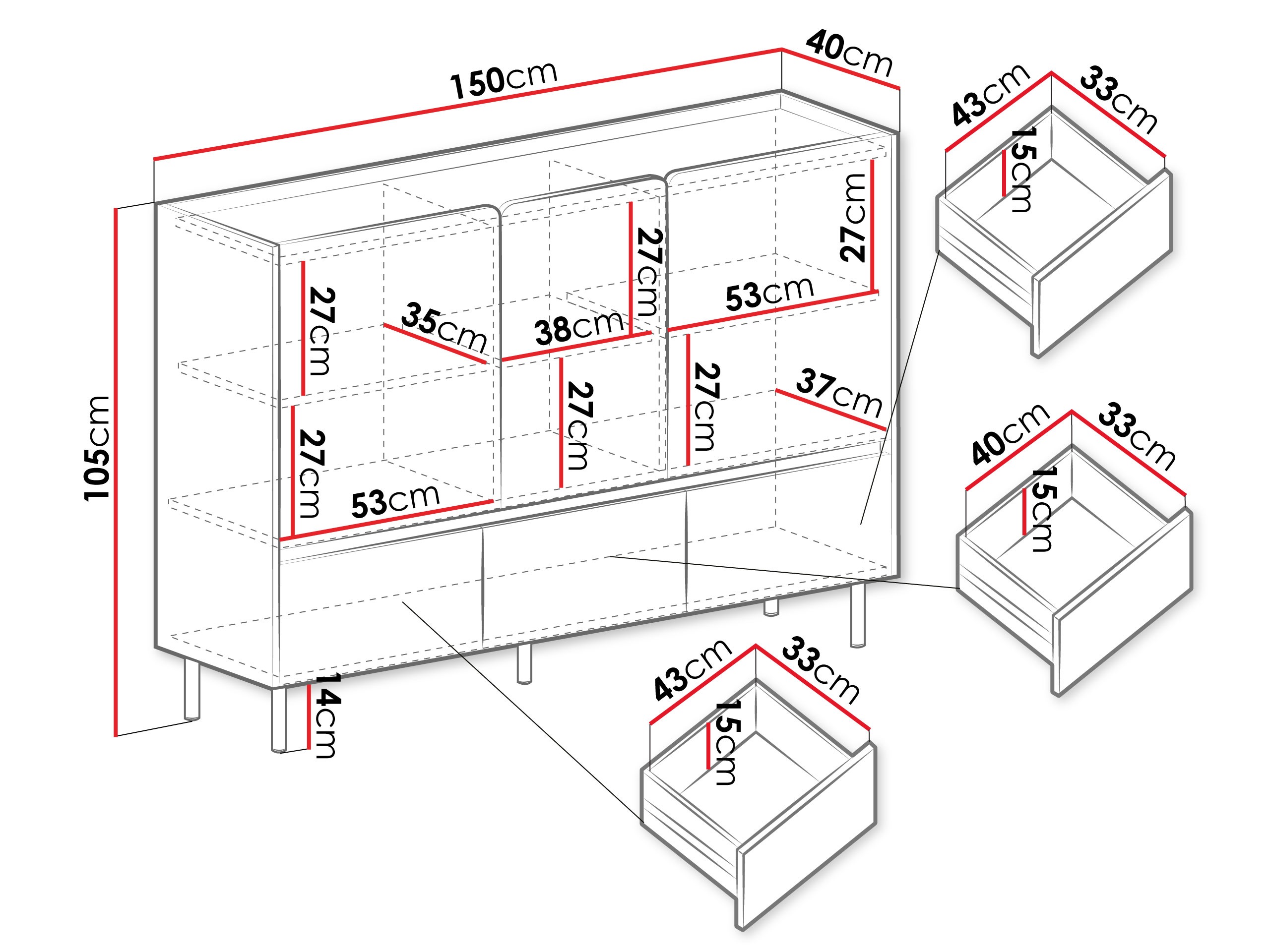 Comodă Fiosono 106 (Eucalipt + Stejar)