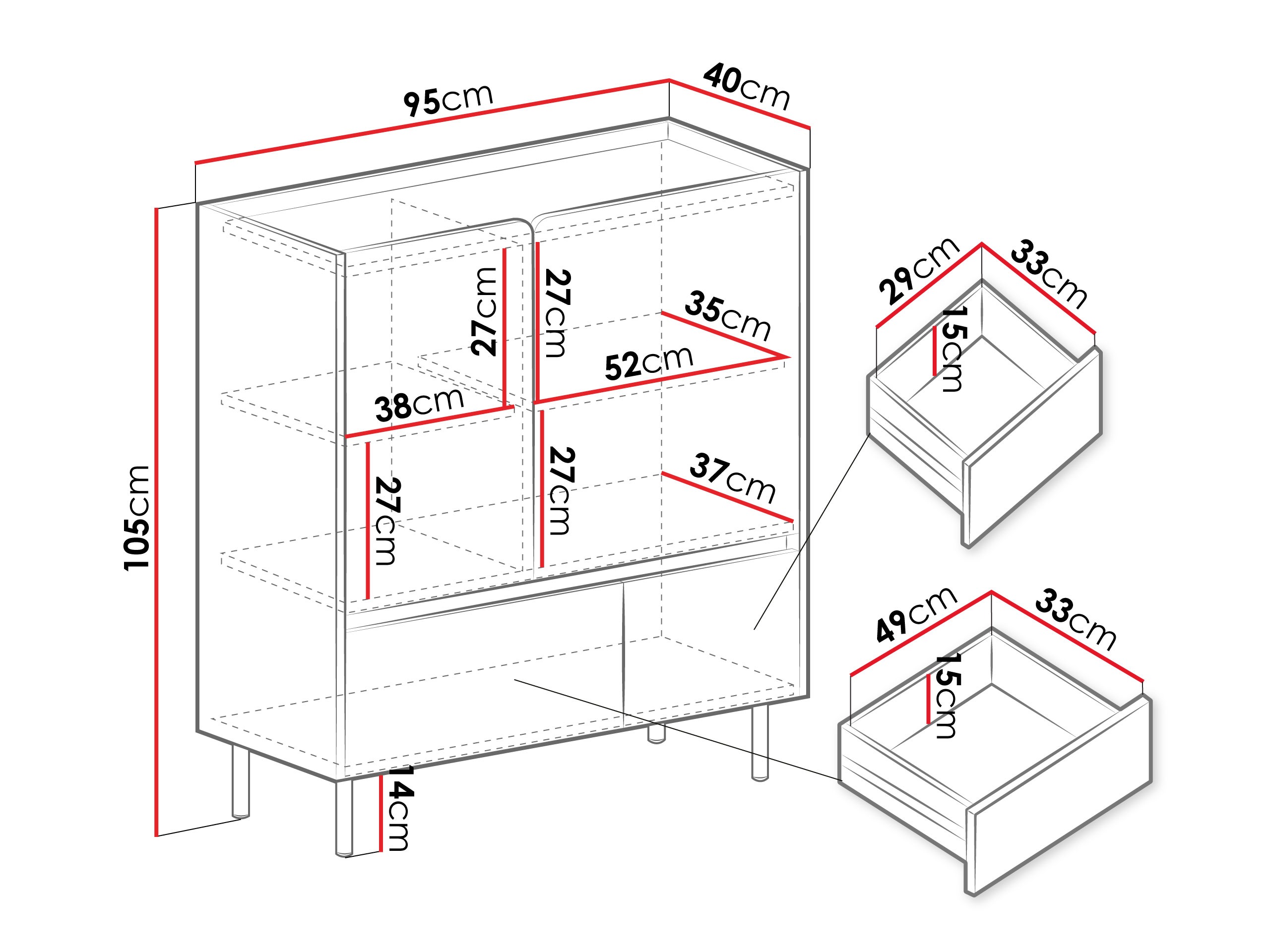 Comodă Fiosono 108 (Eucalipt + Stejar)