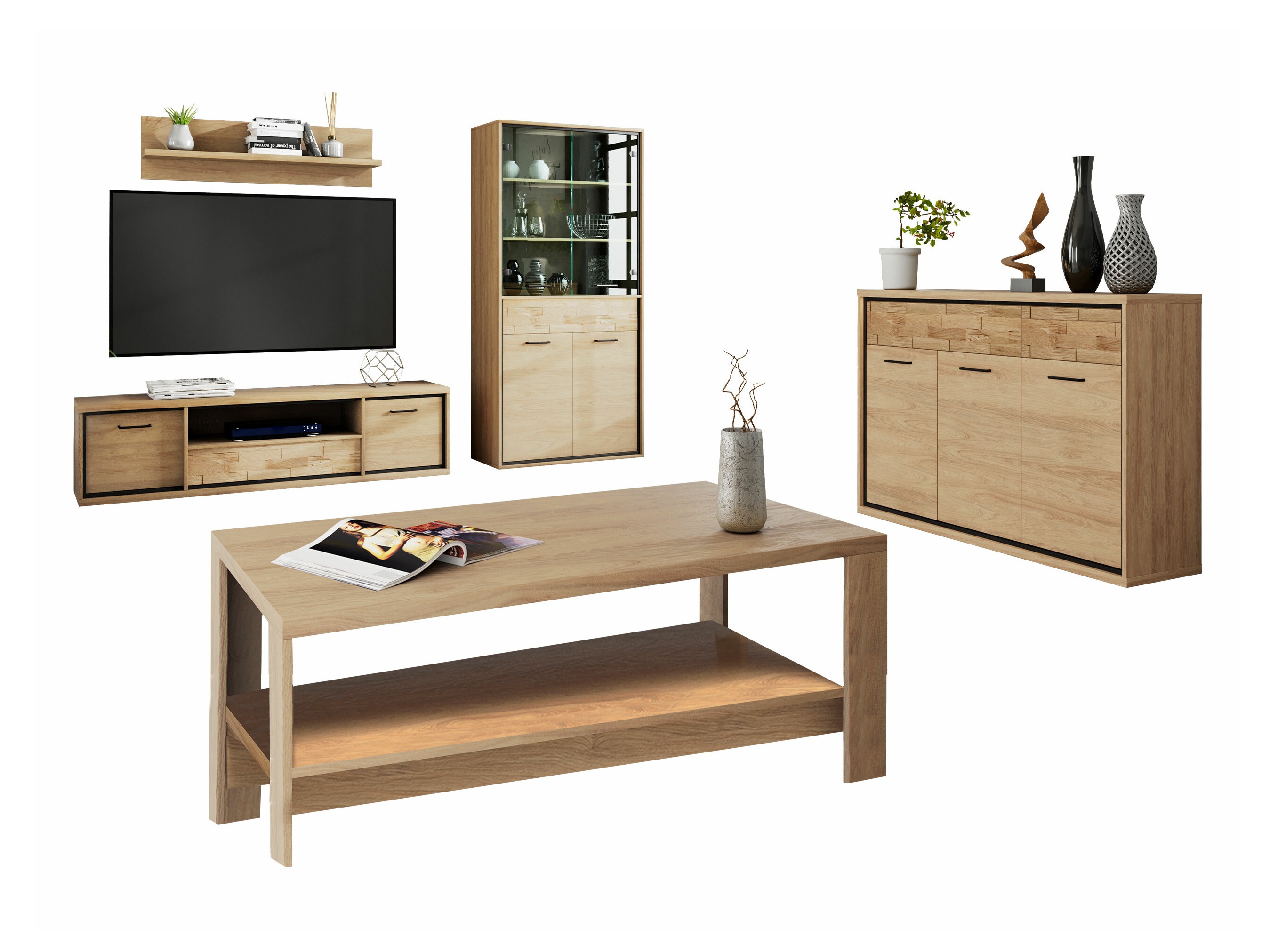Set de living Etrmoni 118 (Maro deschis + Stejar)