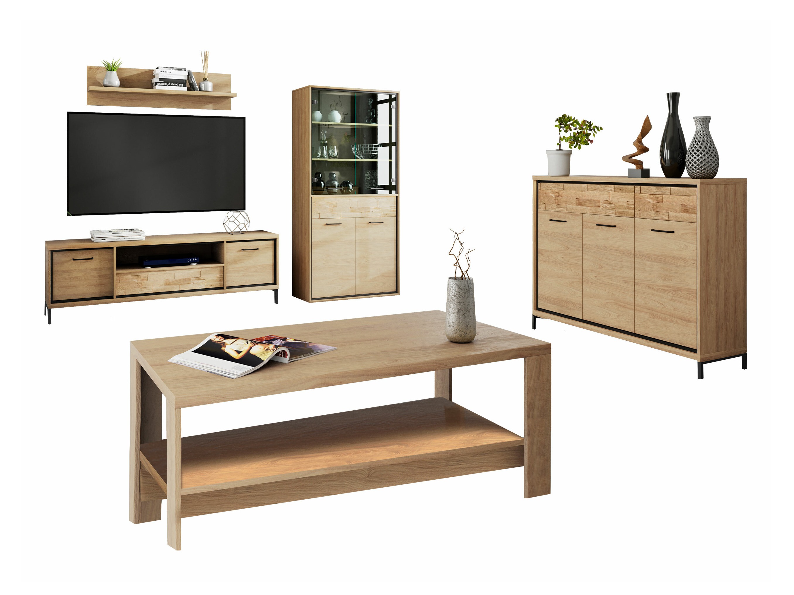 Set de living Etrmoni 118 (Maro deschis + Stejar)