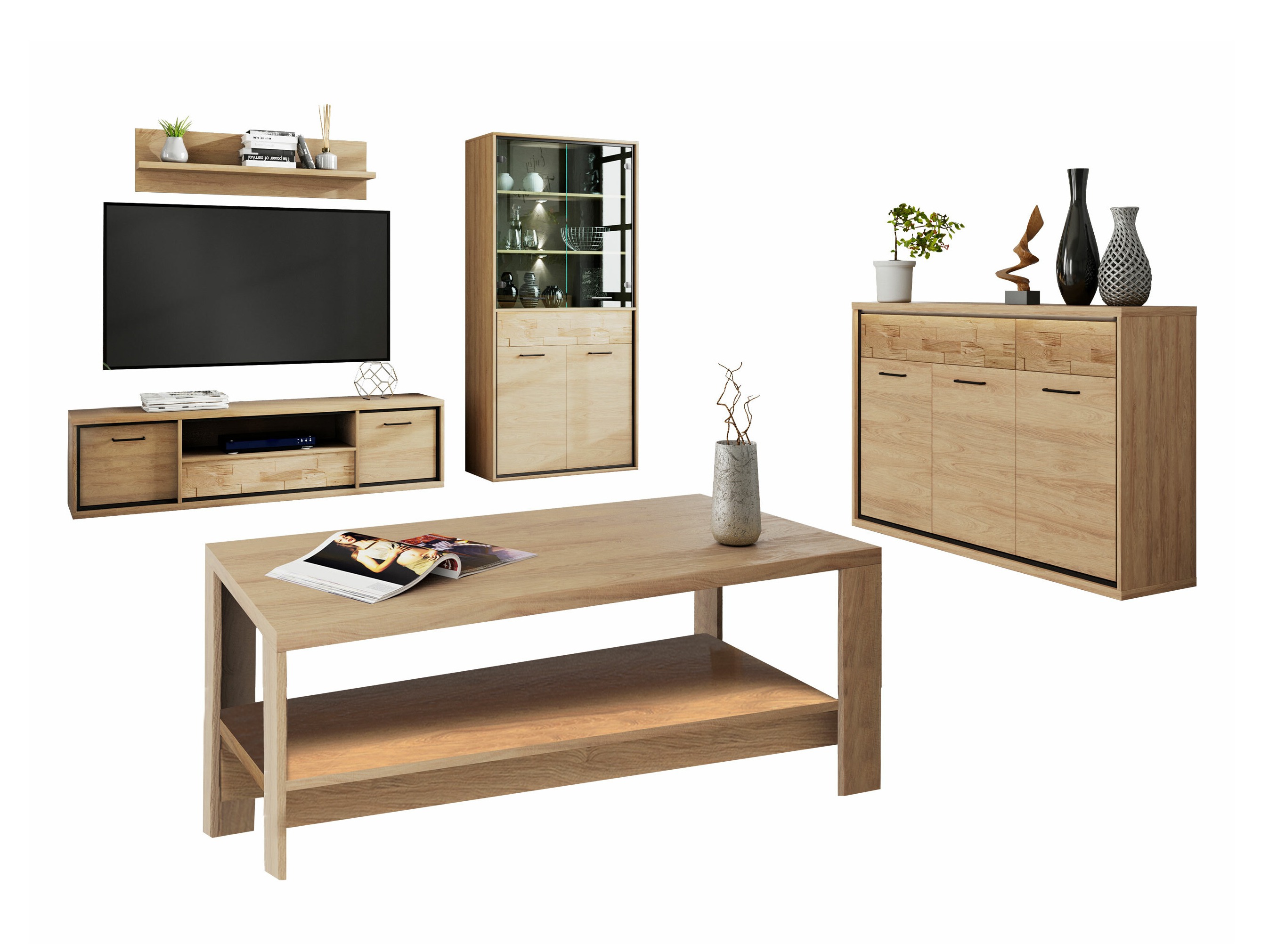 Set de living Etrmoni 118 (Maro deschis + Stejar)