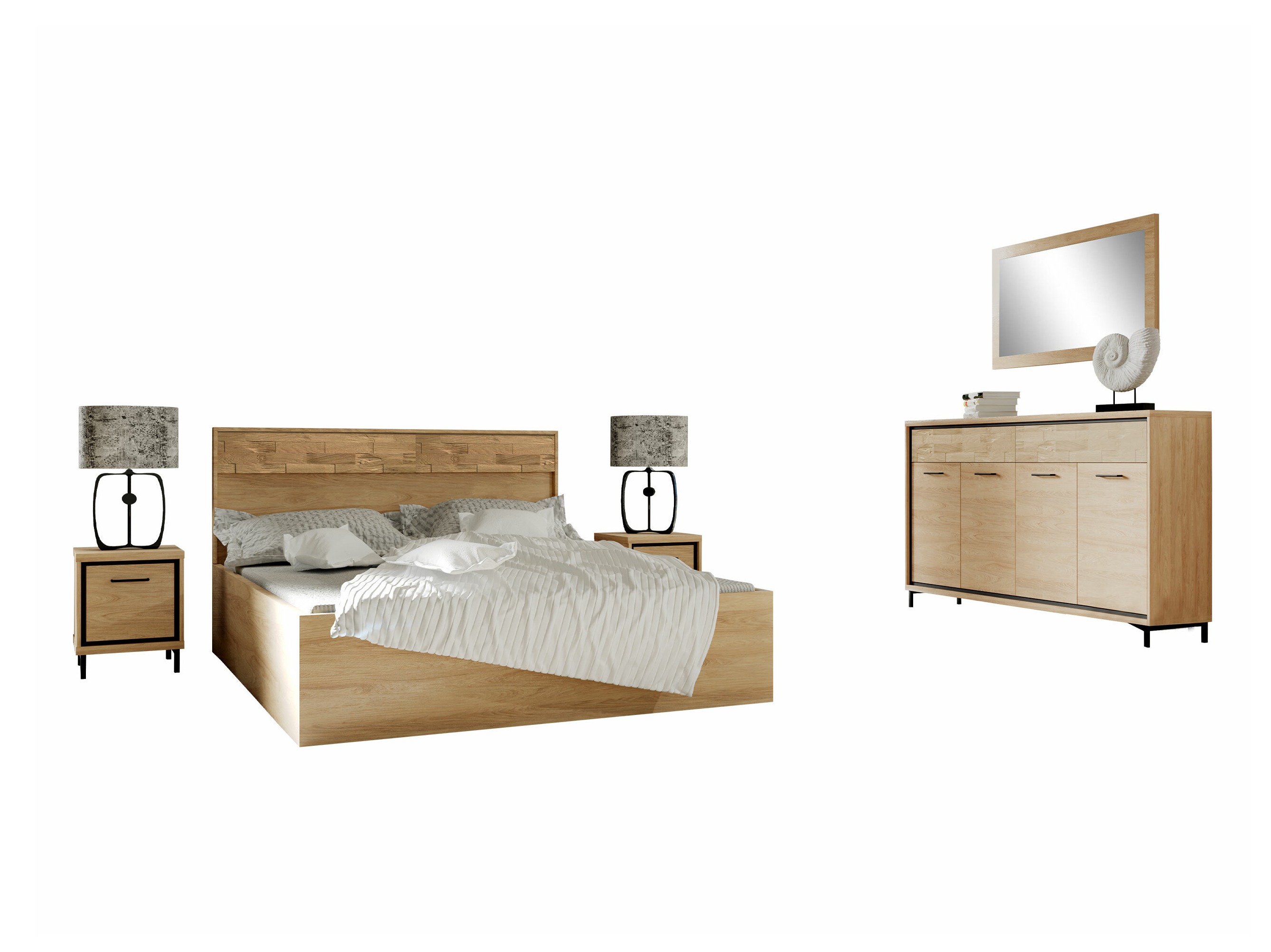 Set dormitor Etrmoni 122 (Maro deschis + Stejar)
