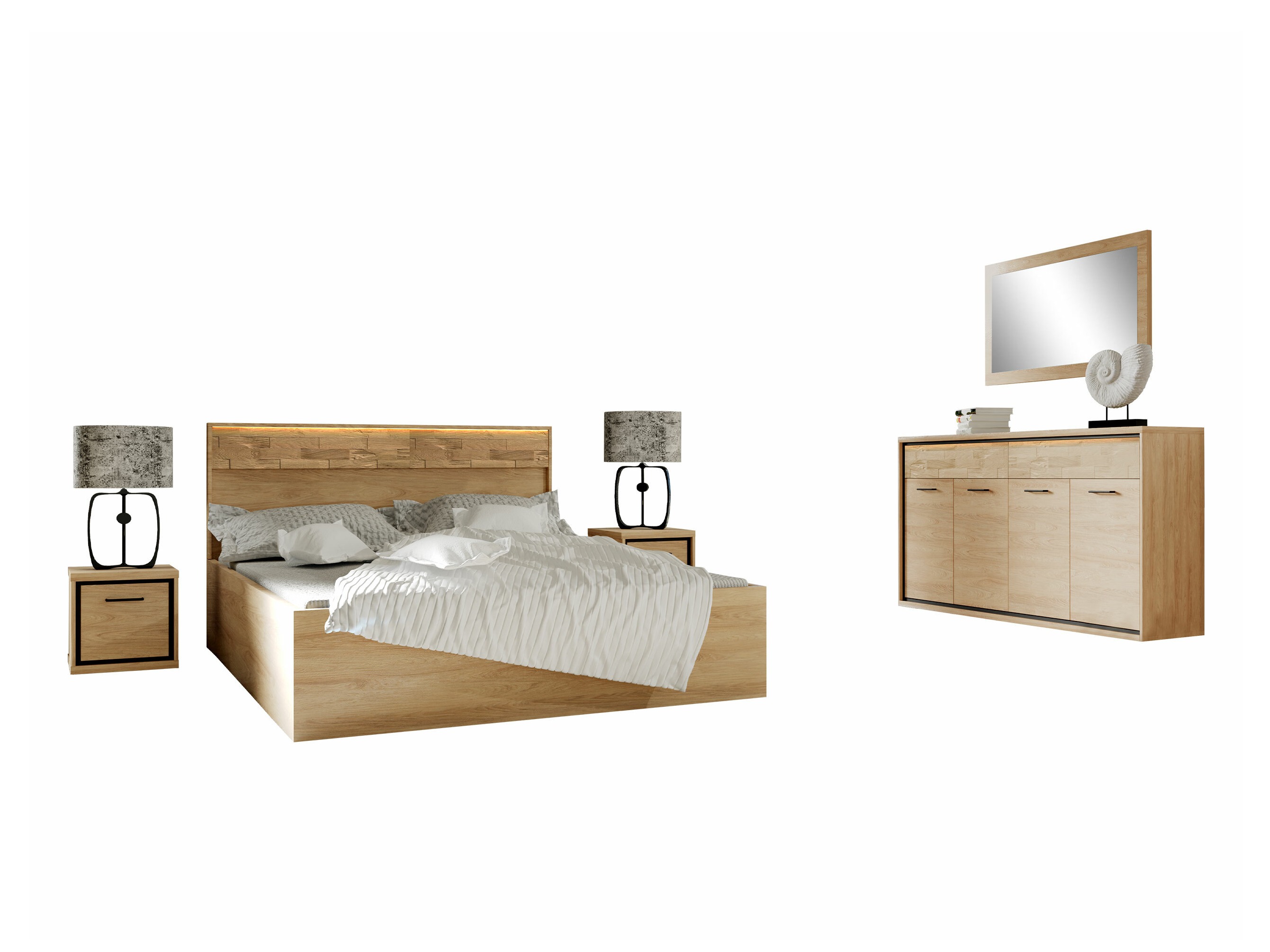 Set dormitor Etrmoni 122 (Maro deschis + Stejar)