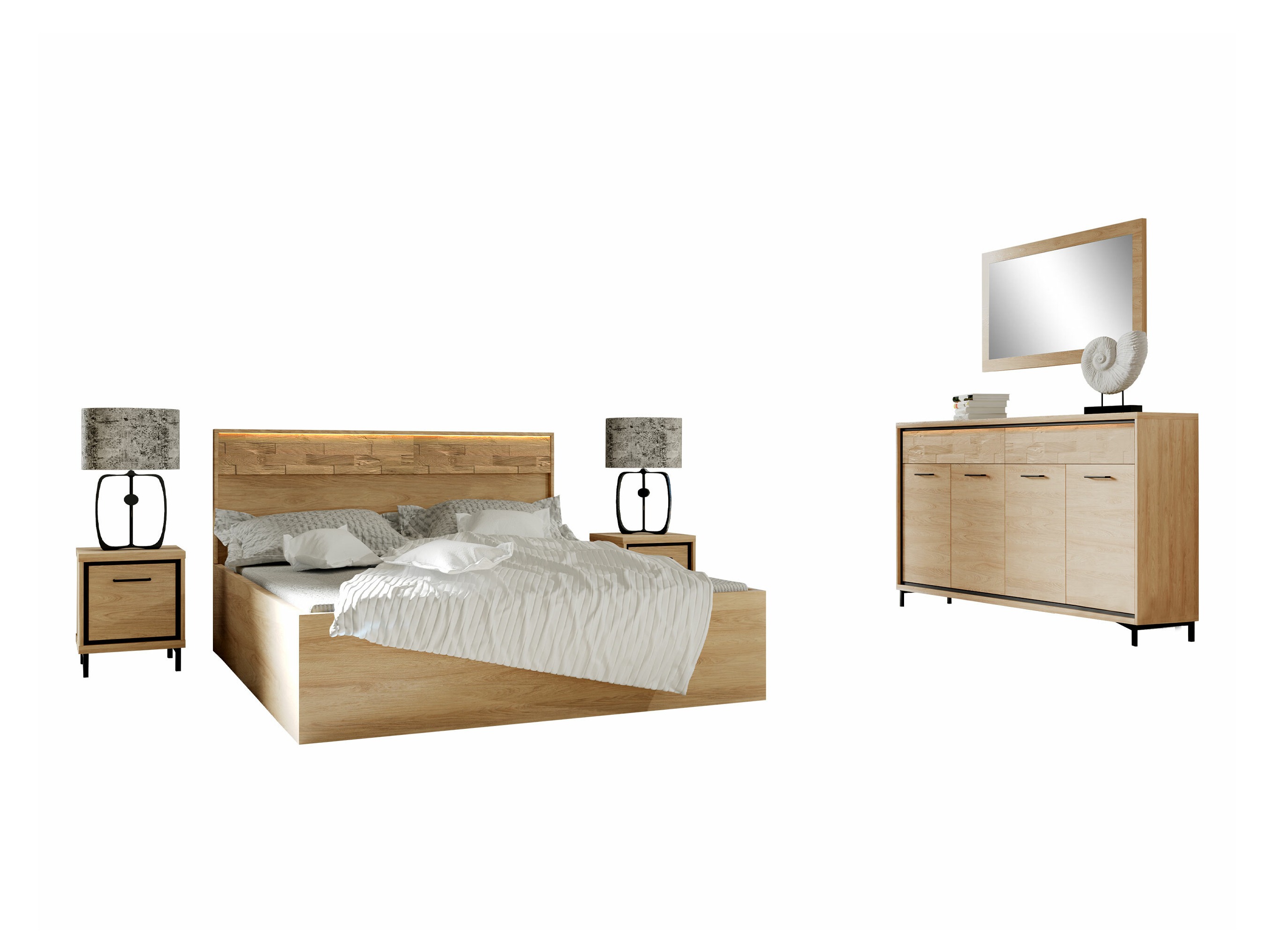 Set dormitor Etrmoni 122 (Maro deschis + Stejar)