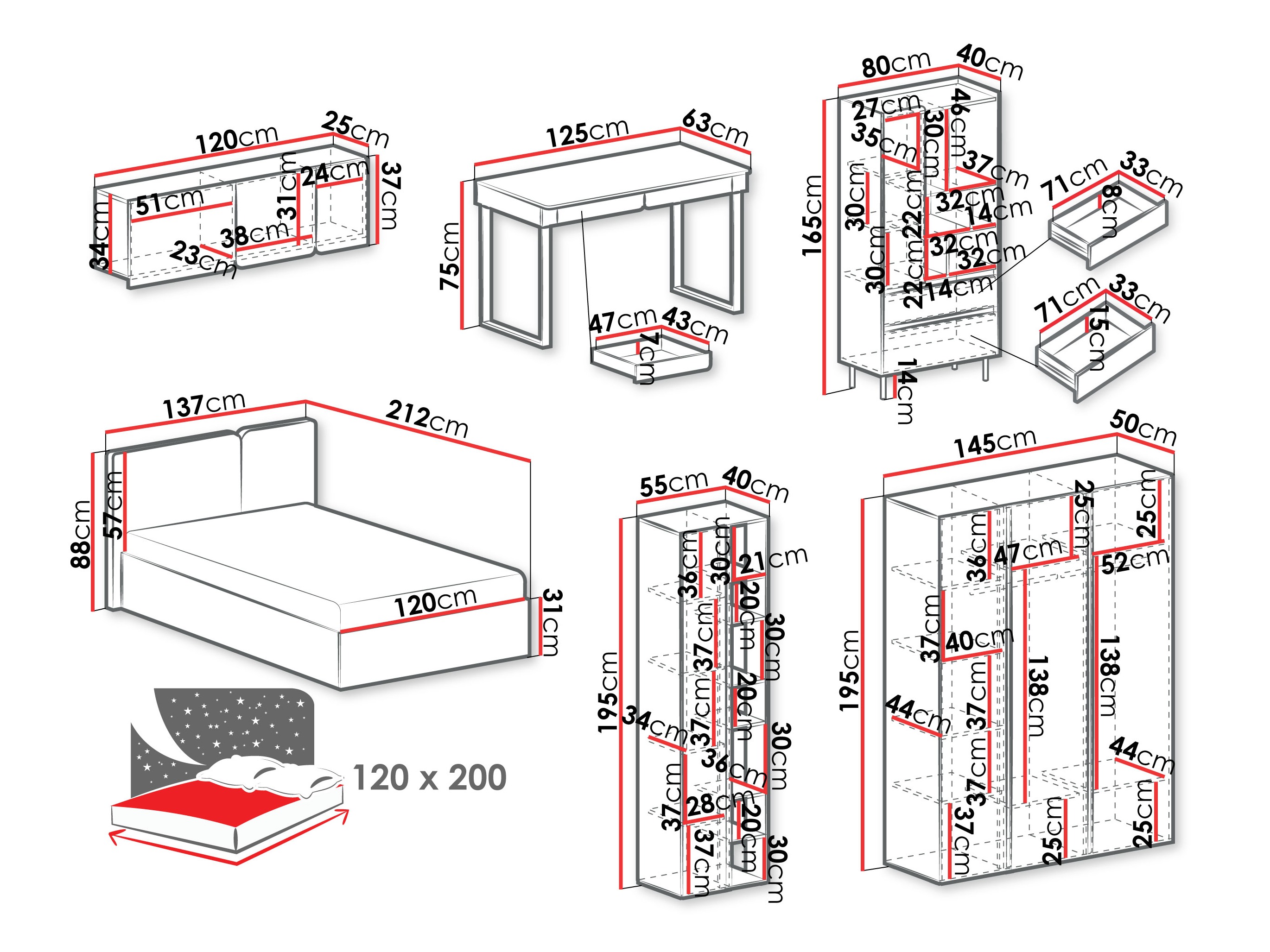 Set de mobilier Fiosono 114 (Bej + Stejar)