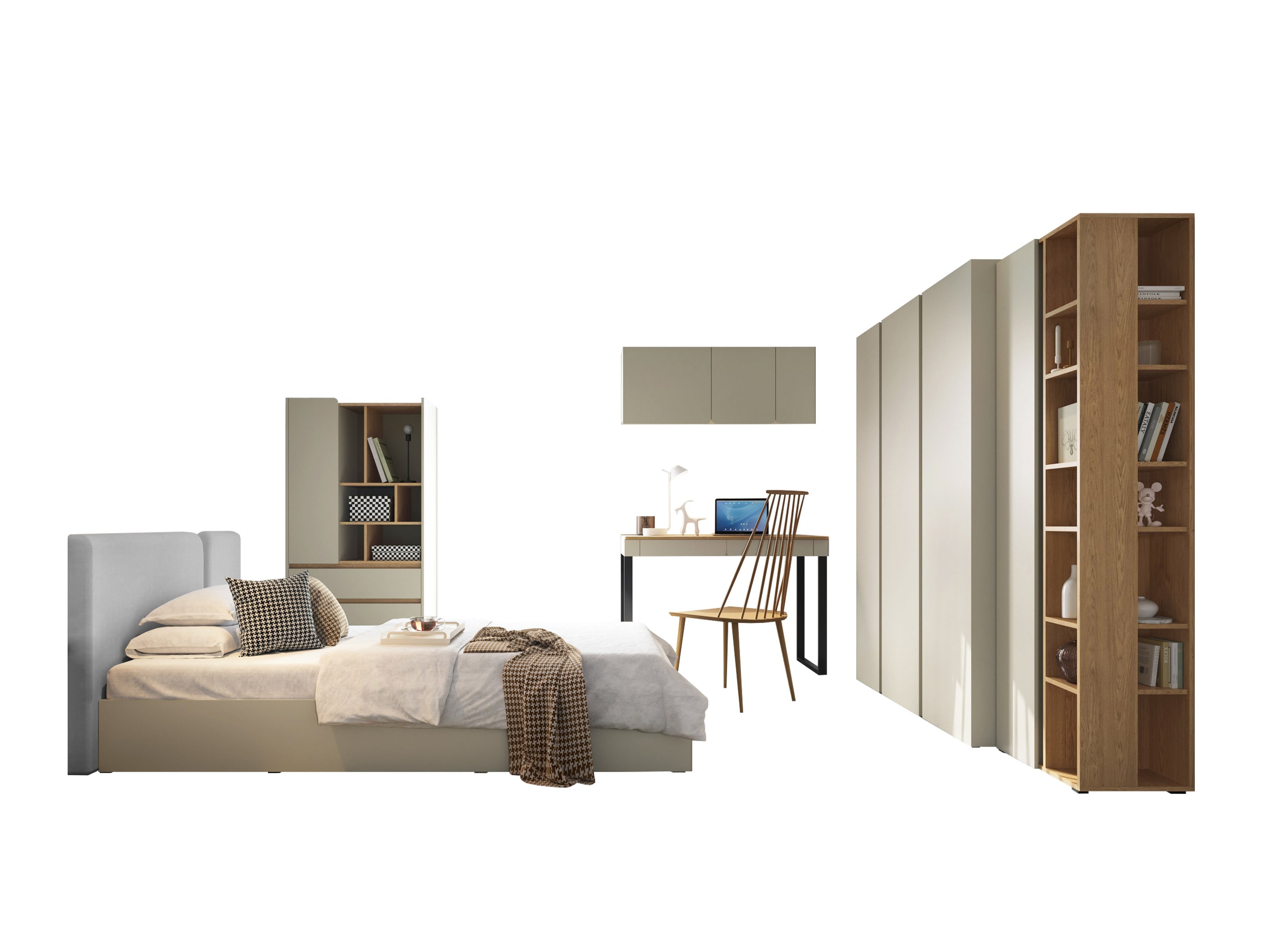 Set de mobilier Fiosono 114 (Verde prăfuit + Stejar)