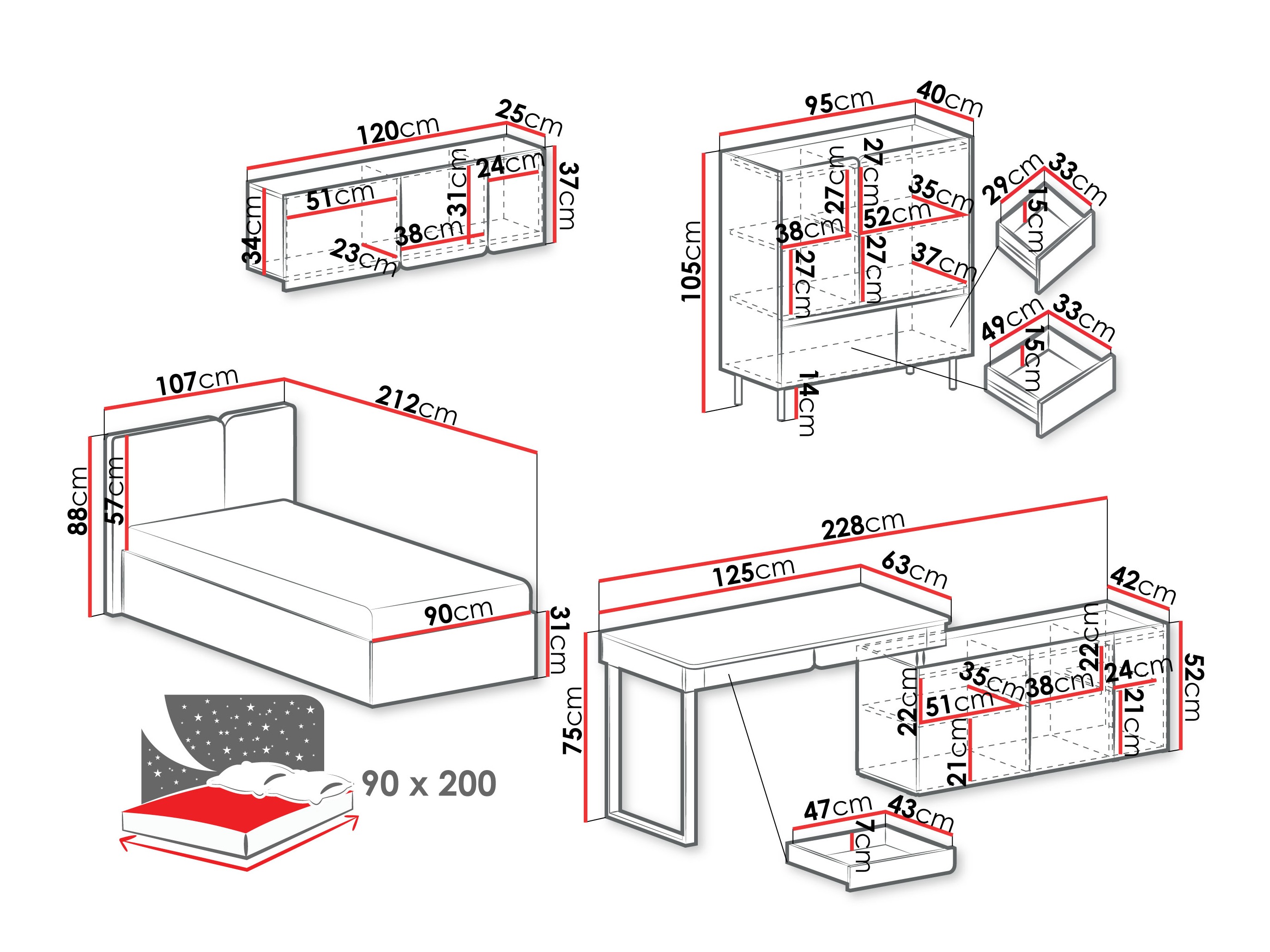 Set de mobilier Fiosono 115 (Eucalipt + Stejar)