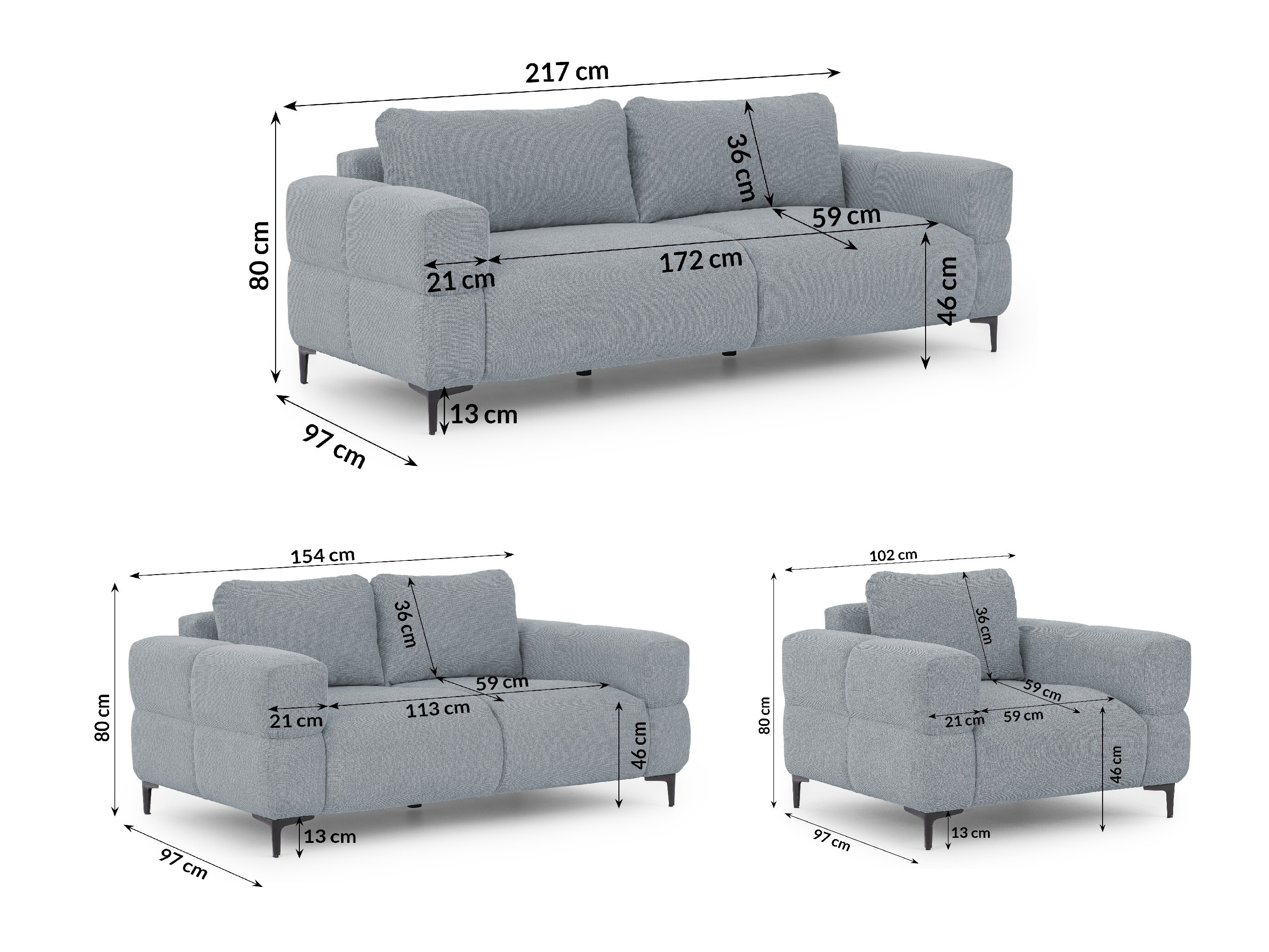 Set mobilier tapițat Rocklin 139 (Aragon 90)