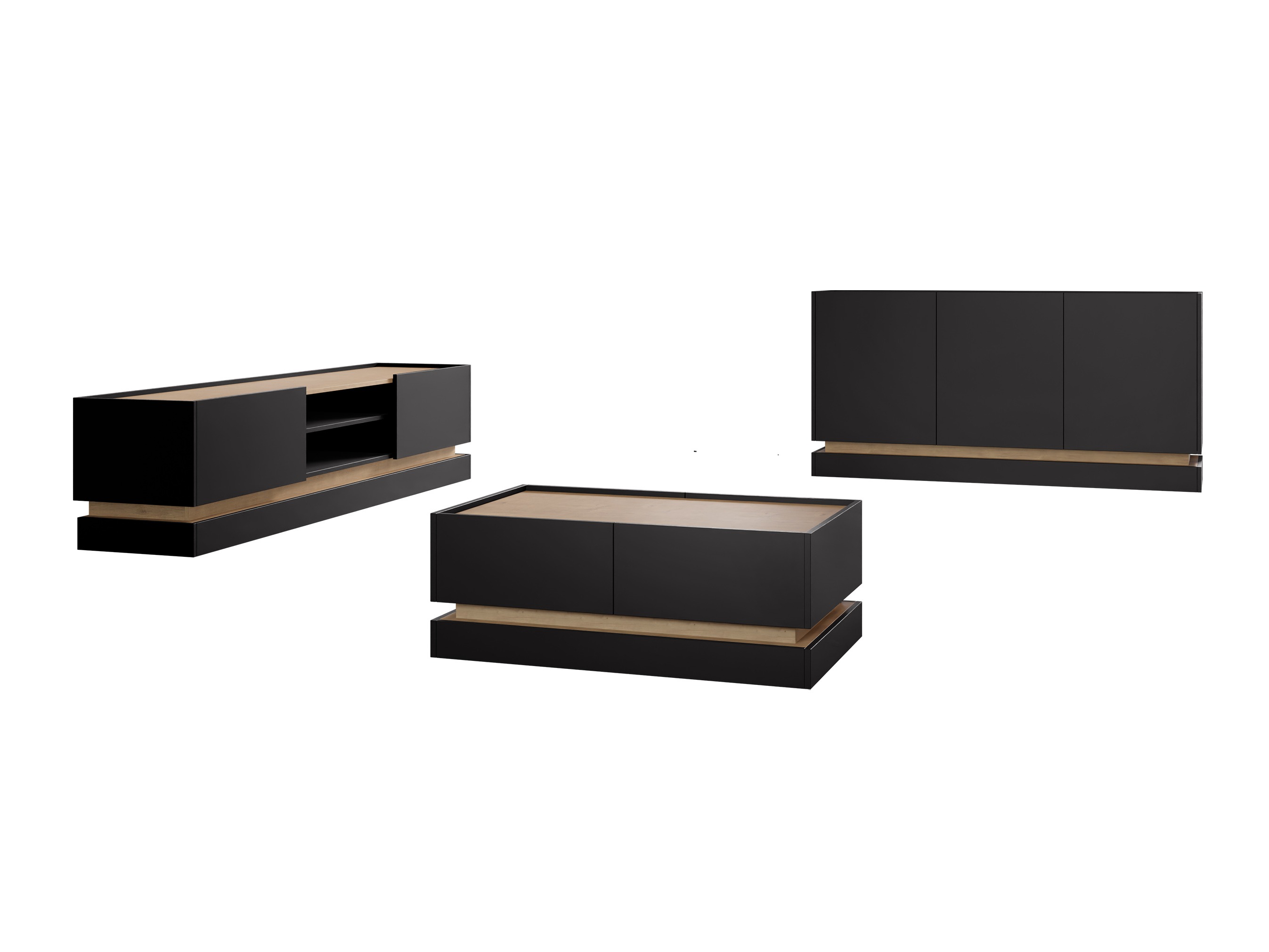 Set de living Comfivo Dalvenu 104 (Negru + Stejar)