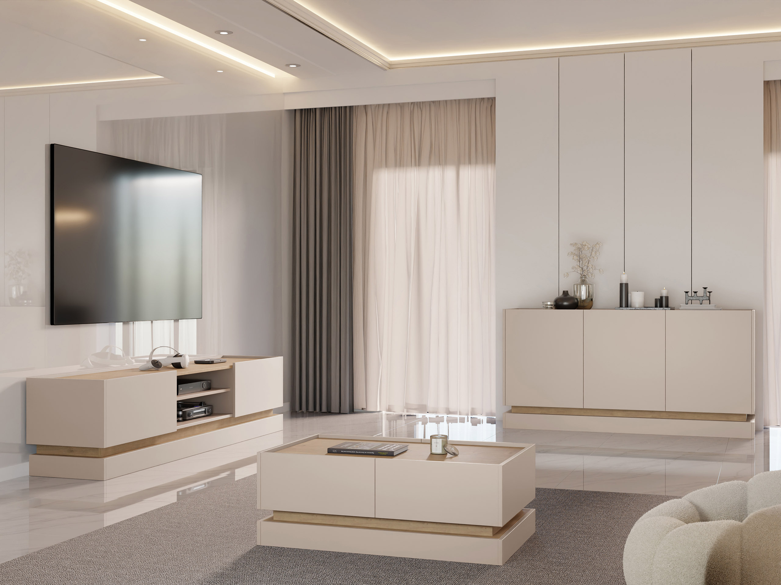 Set de living Comfivo Tilia (Maro deschis + Stejar)