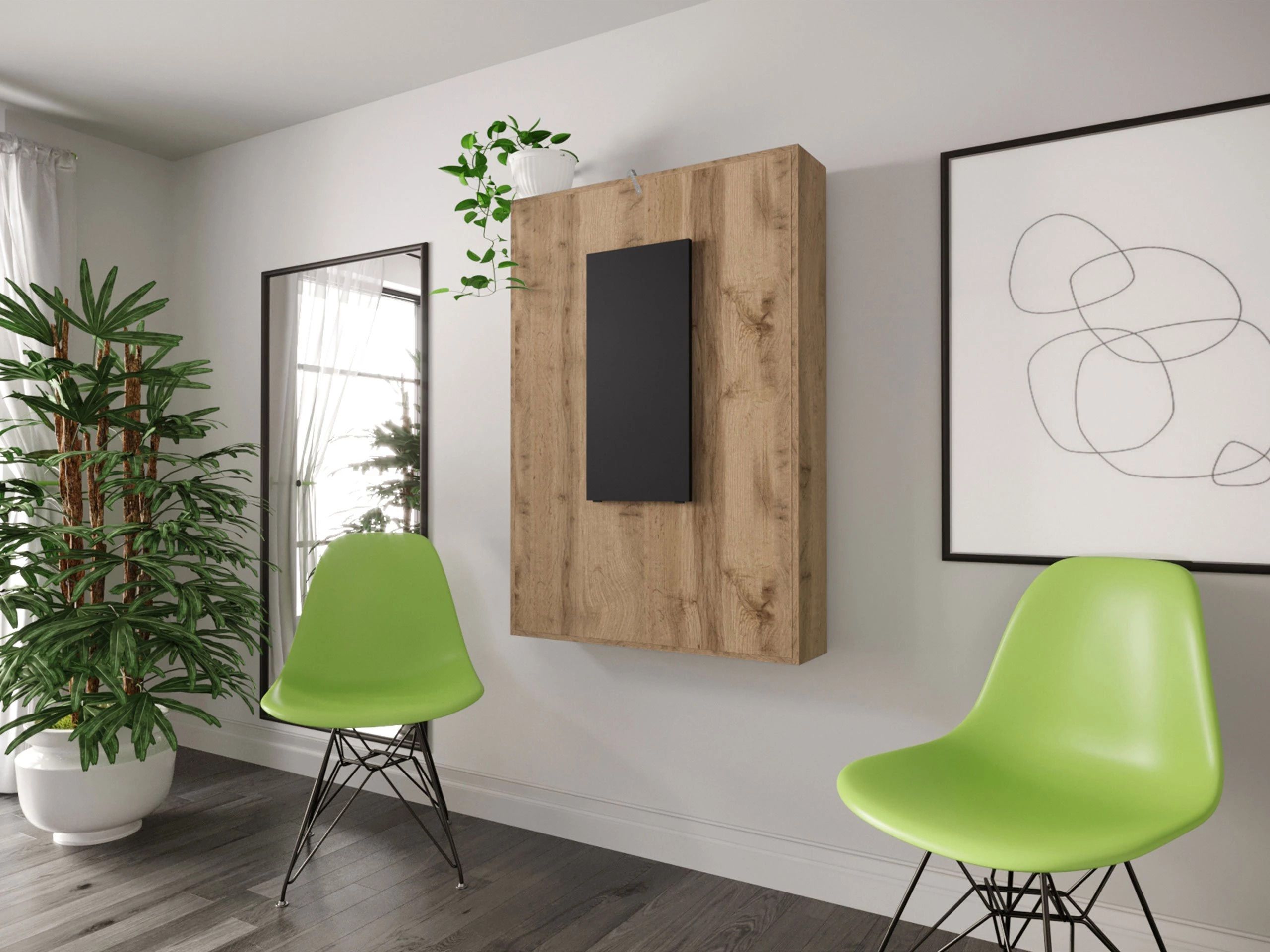 Masă pliantă Hartford 428 (Negru + Stejar Wotan)