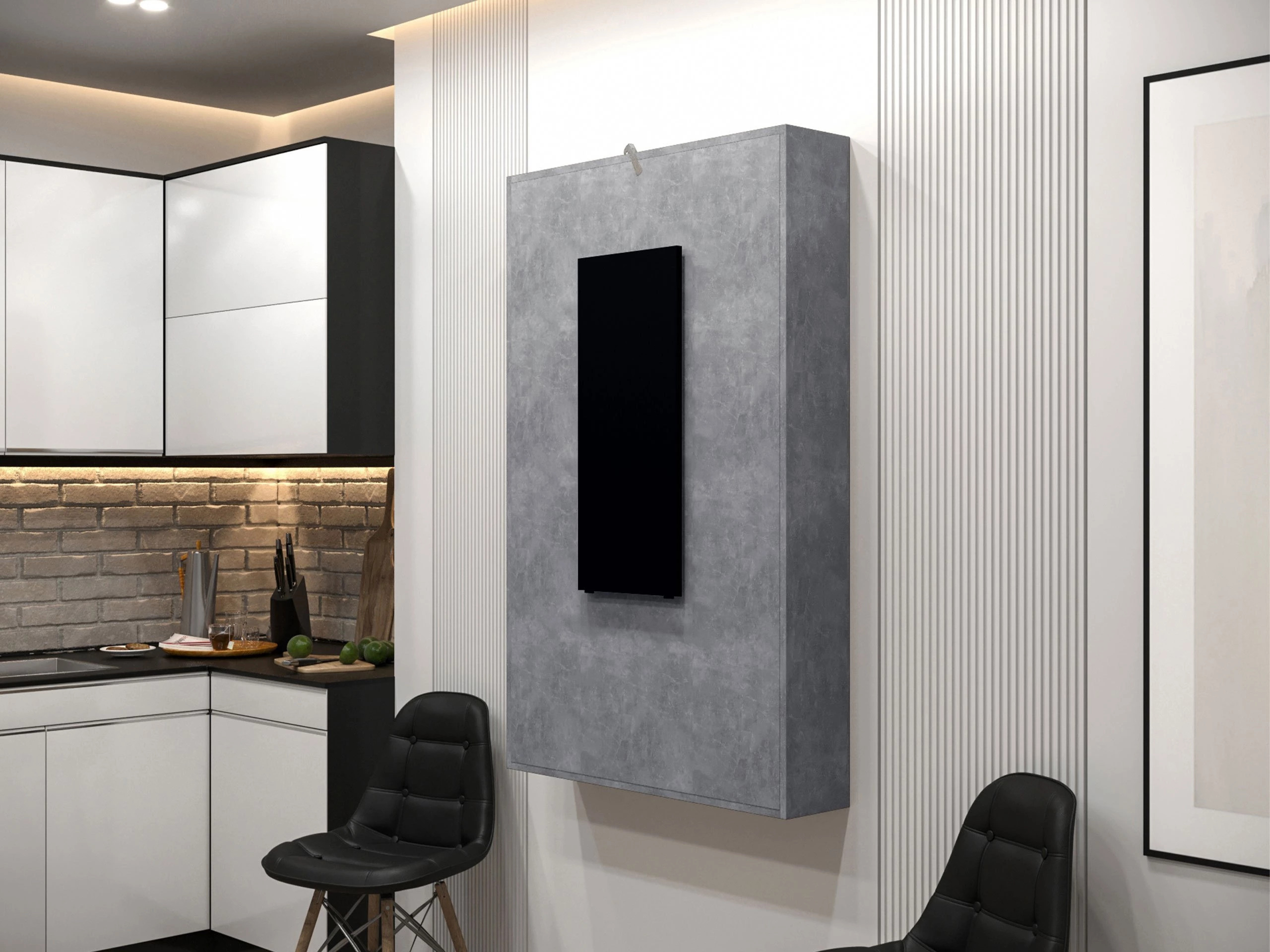 Masă pliantă Pinis III (Negru + Beton)