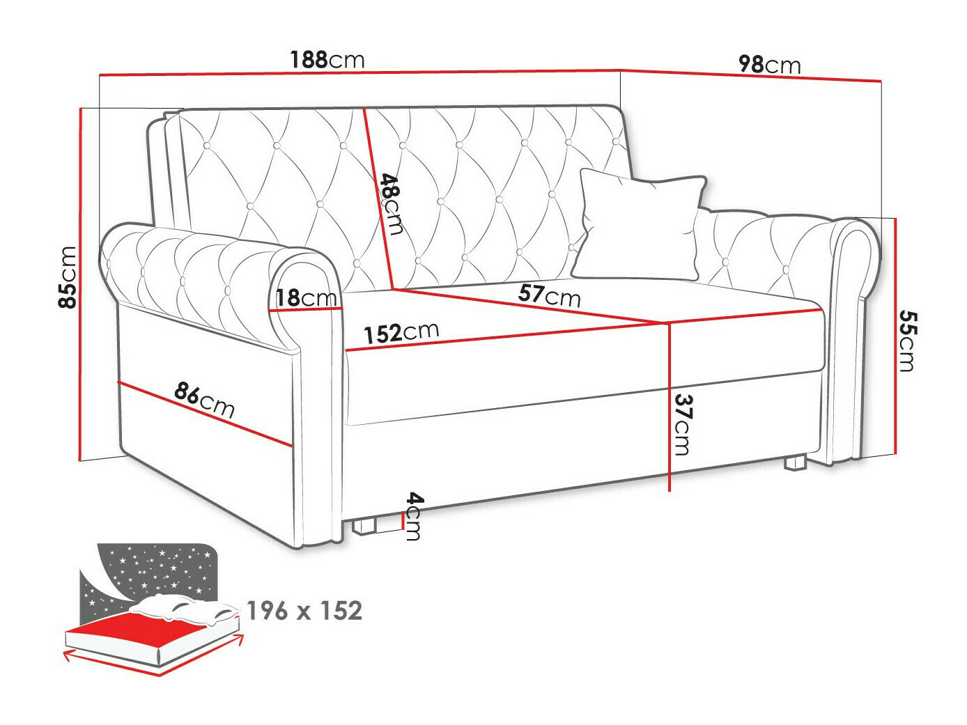 Canapea extensibilă SR10752 cu ambalaj deteriorat