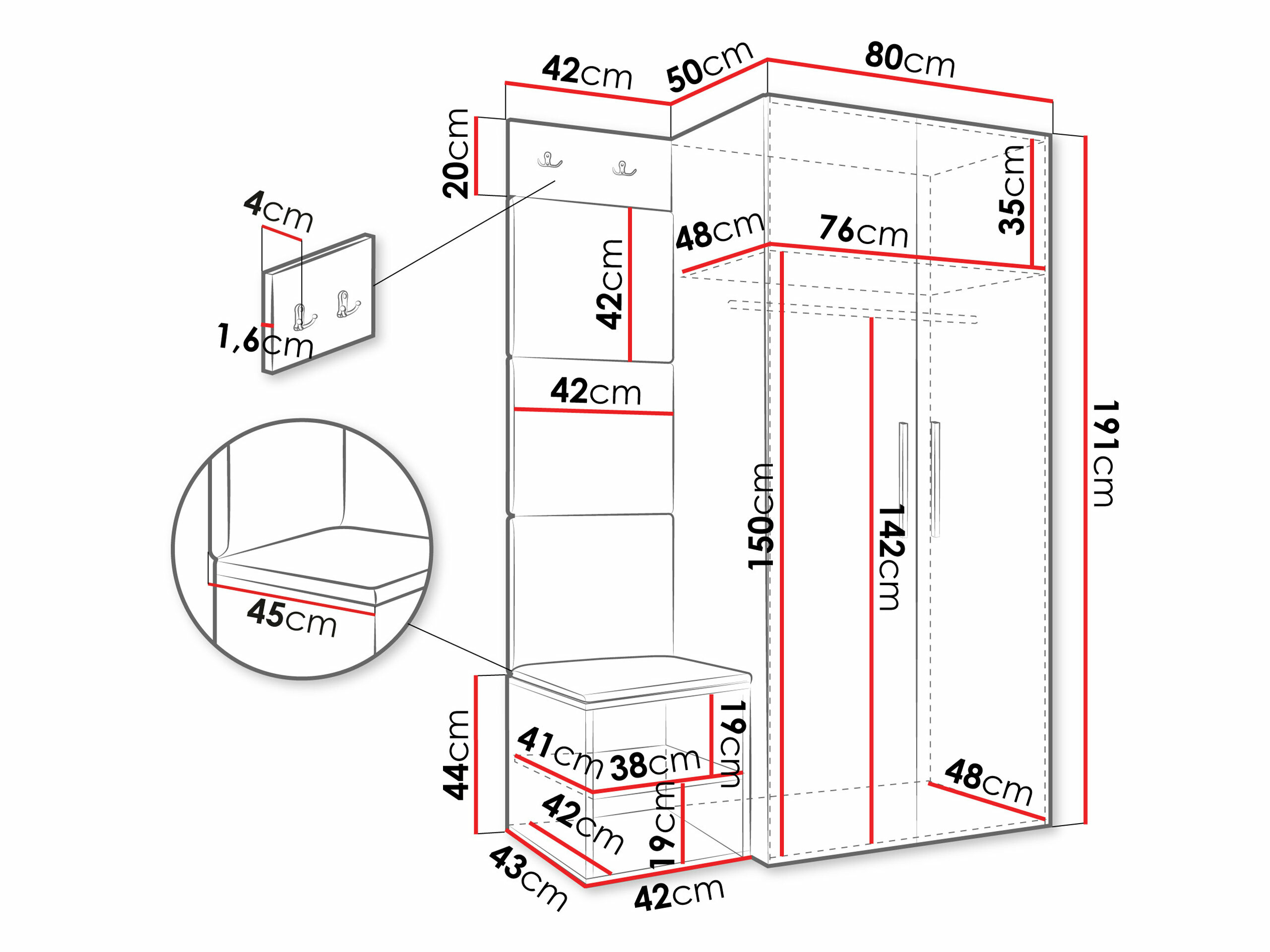 Set de hol Hartford 523 (Alb)