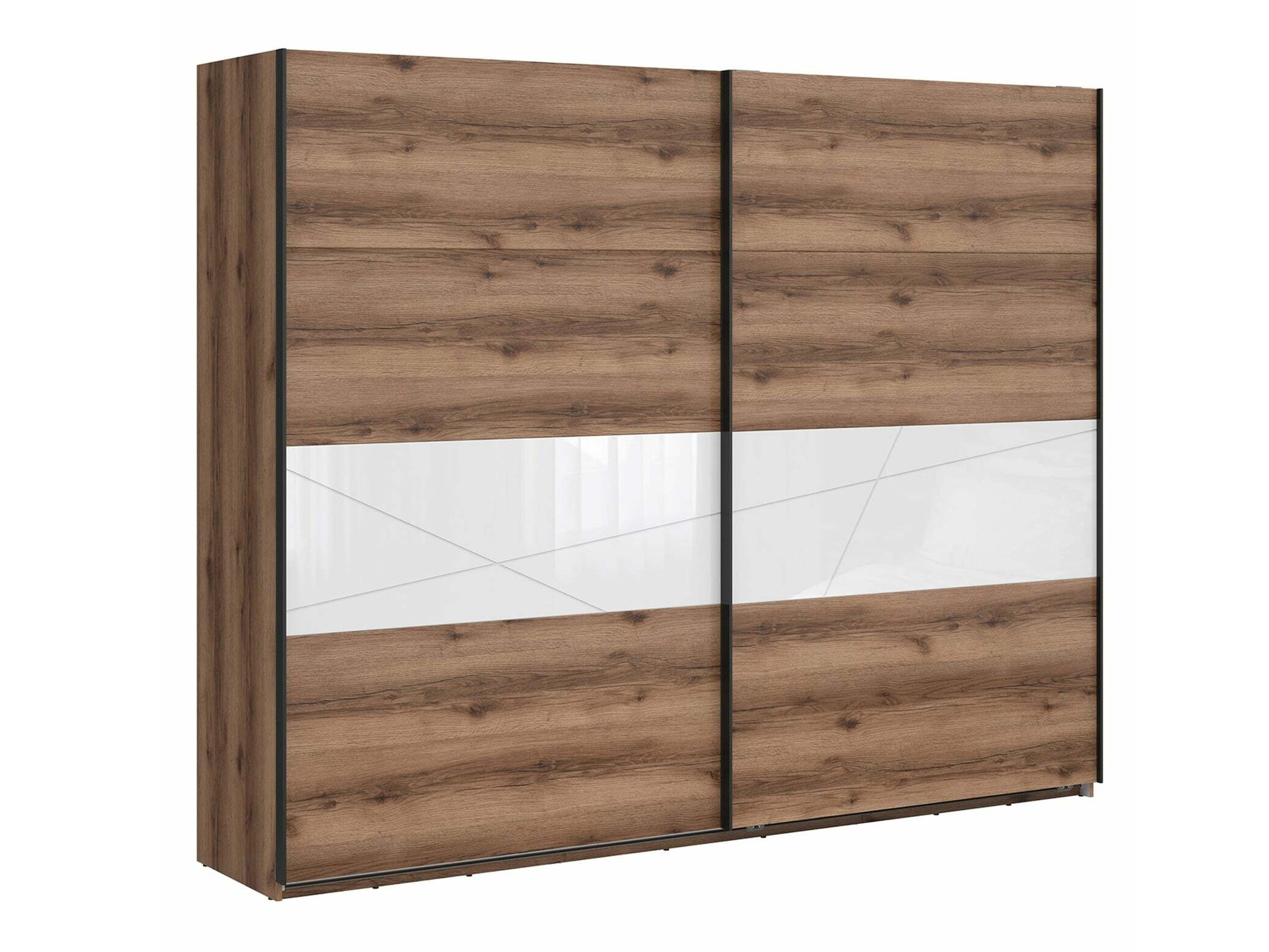 Dulap Fivale 124 (Stejar Delano închis + Alb lucios)