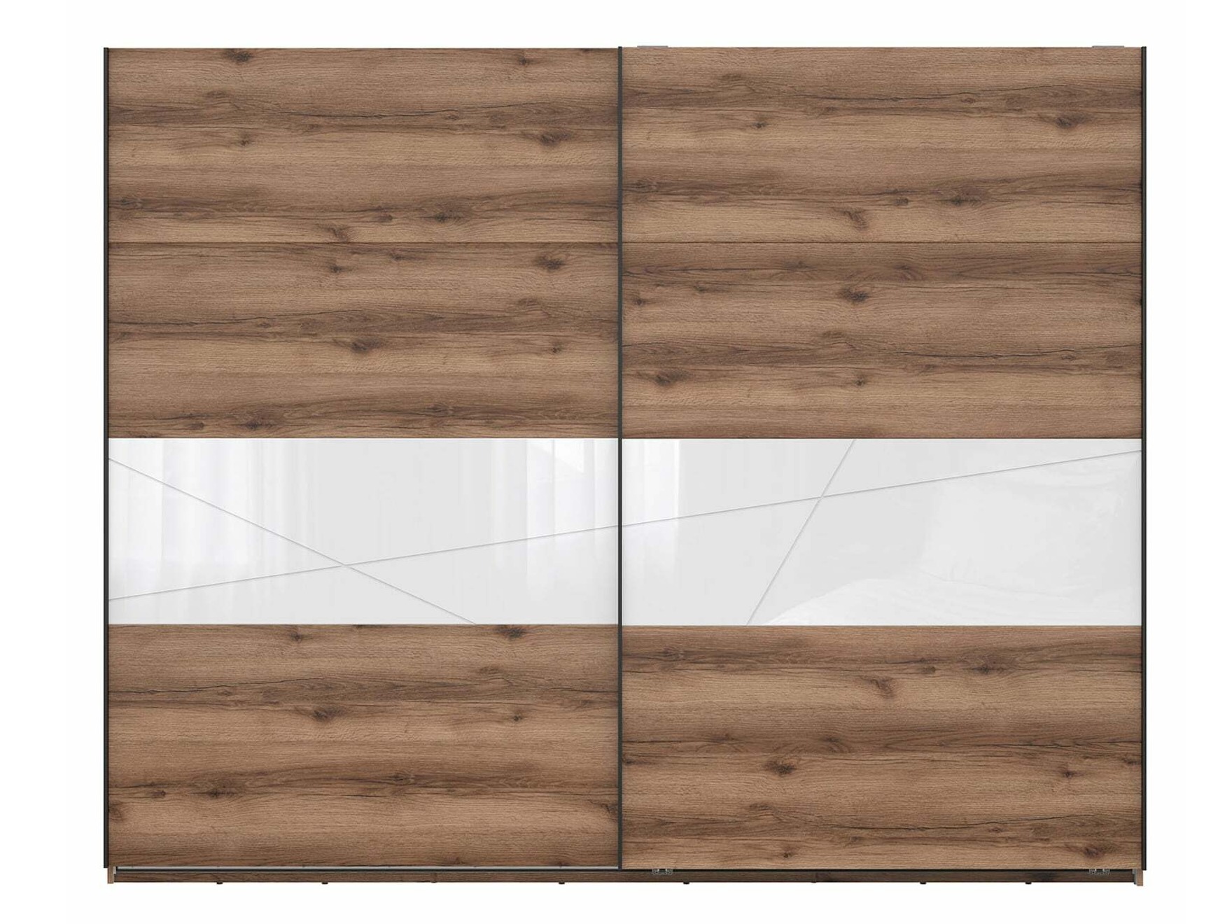 Dulap Fivale 124 (Stejar Delano închis + Alb lucios)