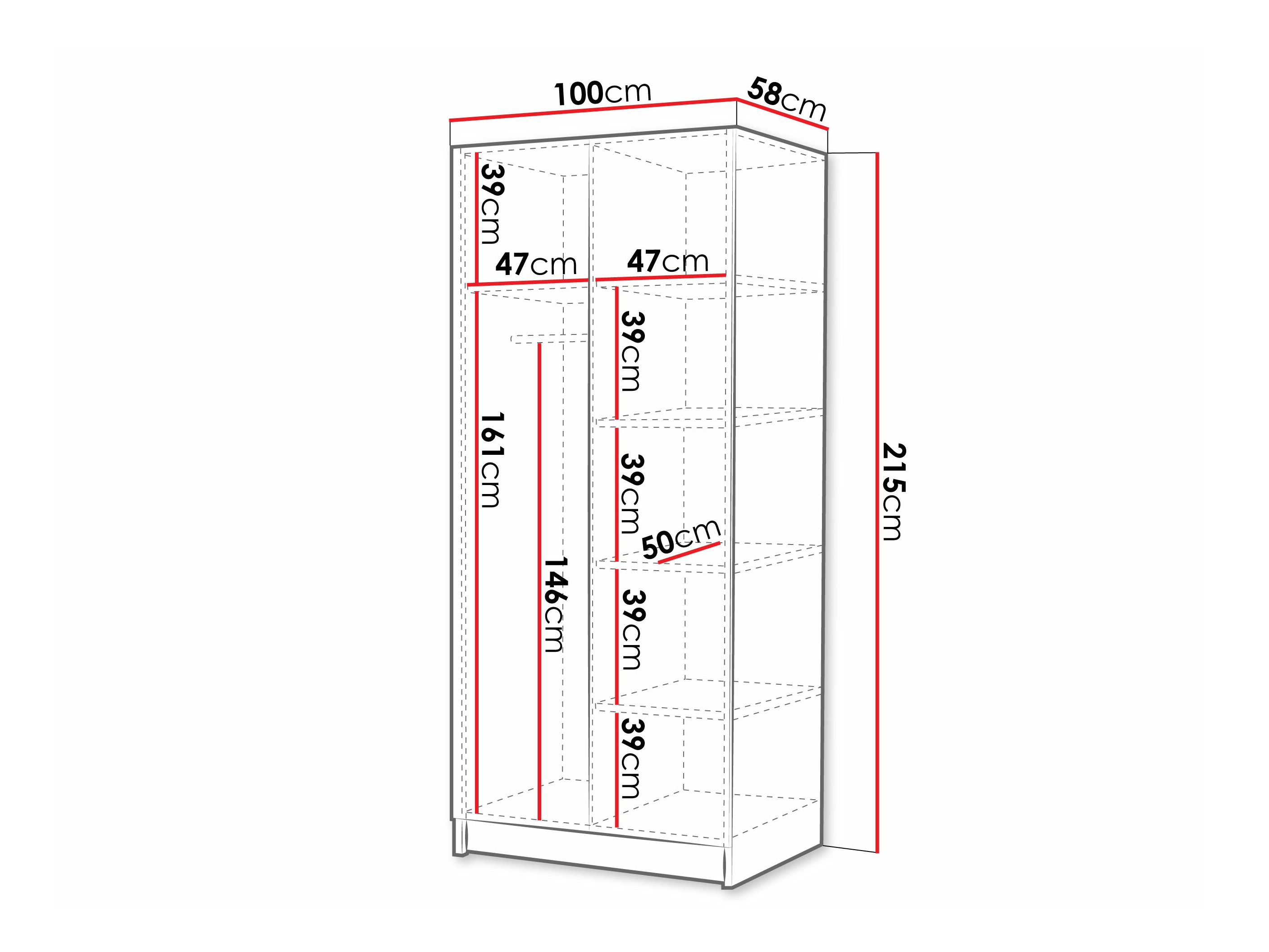 Dulap Closico Staton II (Alb + Negru)