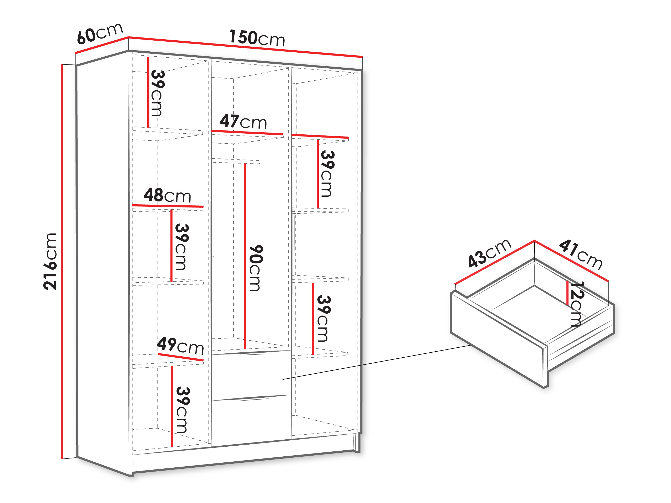 Dulap Closico 200 (Negru)