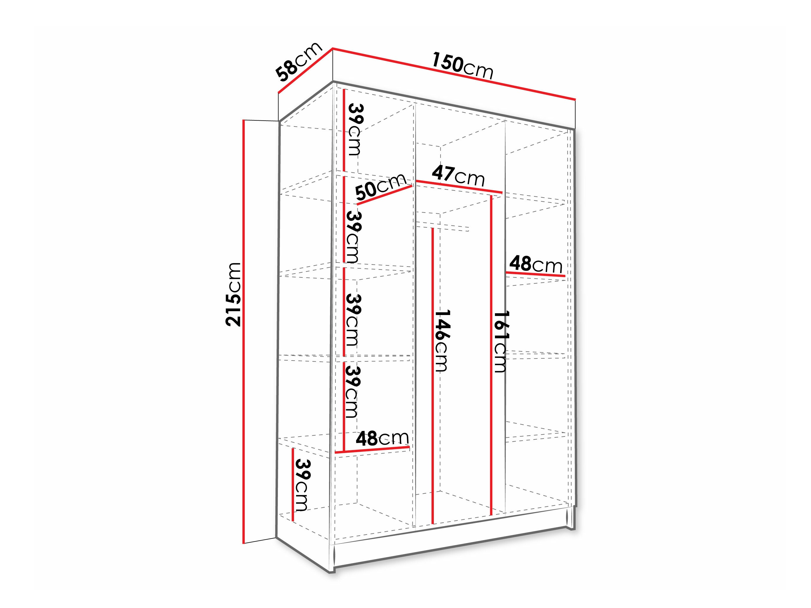 Dulap Closico Decoron III (Alb + Negru)