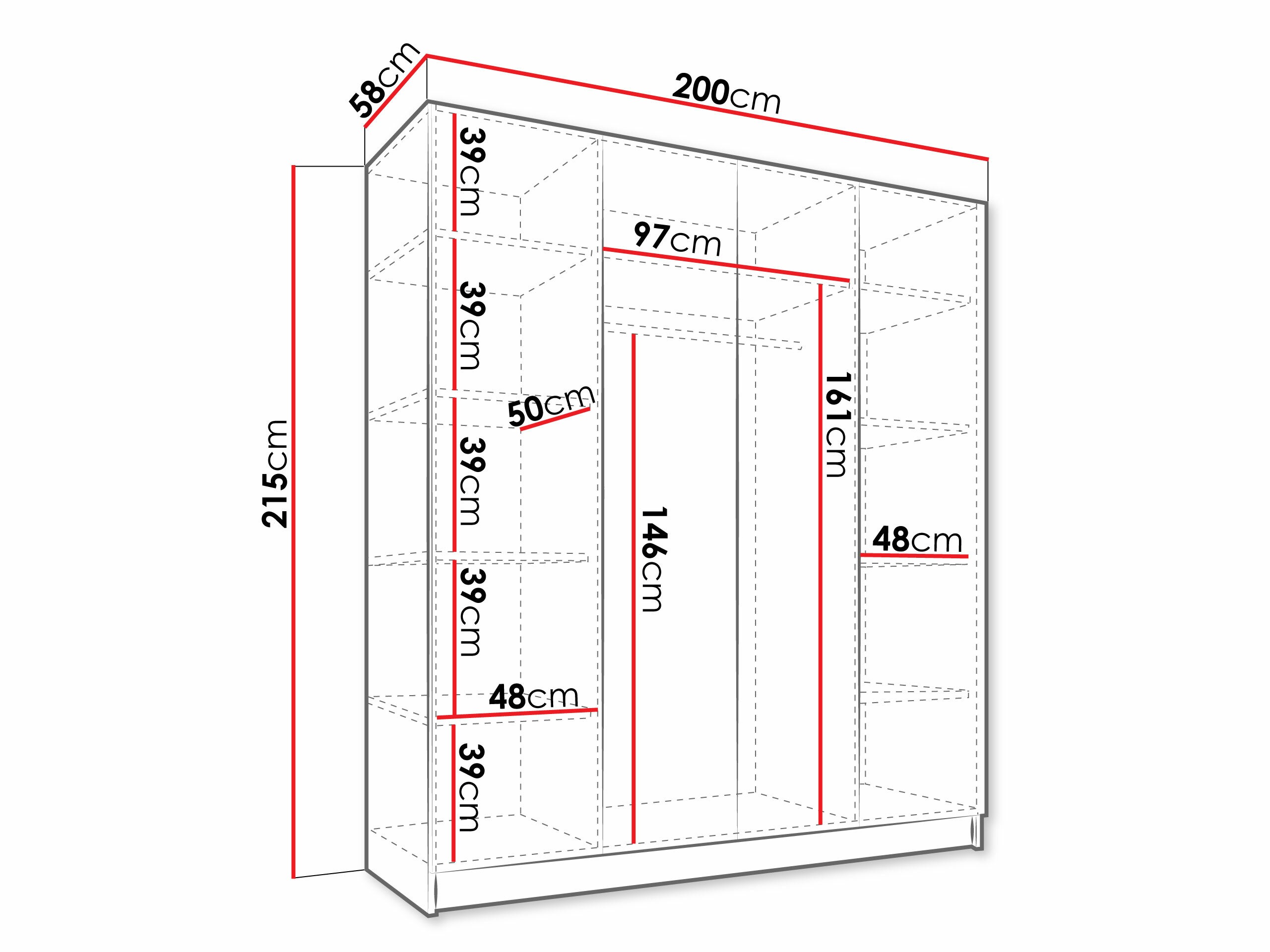 Dulap Closico Navor II (Cașmir + Negru)