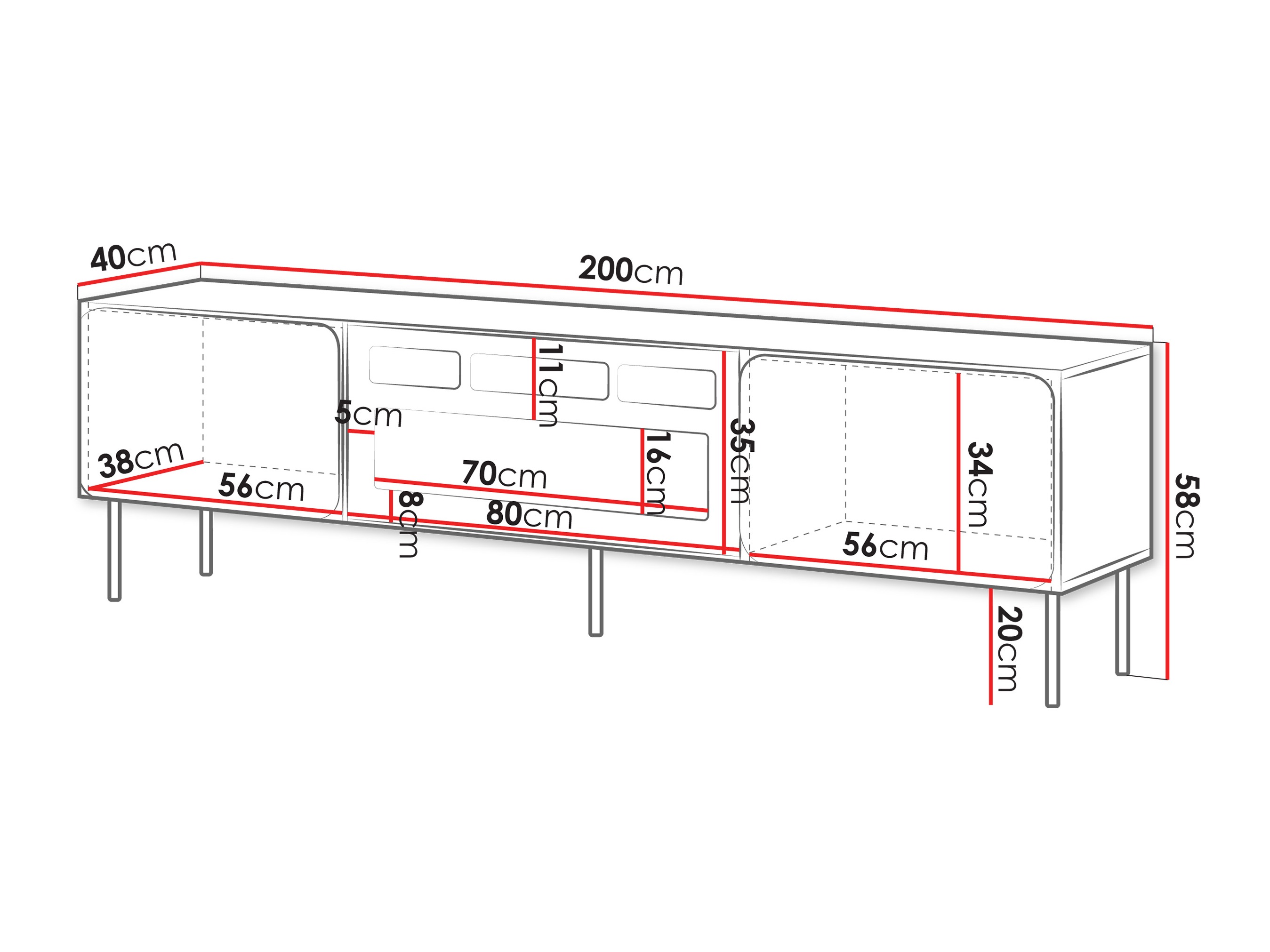 Comodă TV Fentore 104 (Cașmir)