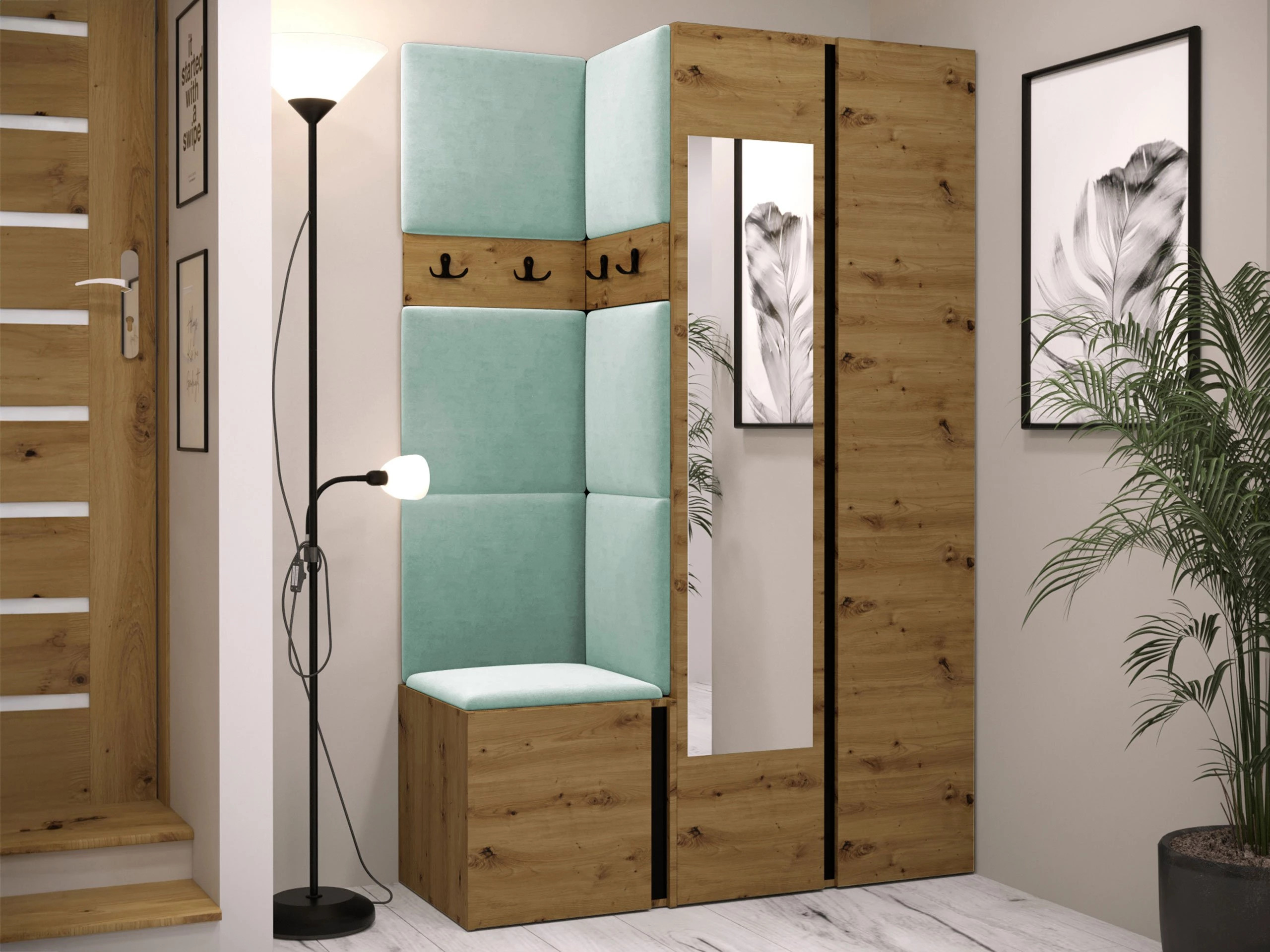 Set de hol Pinis XXVI (Stejar artizan + Negru)