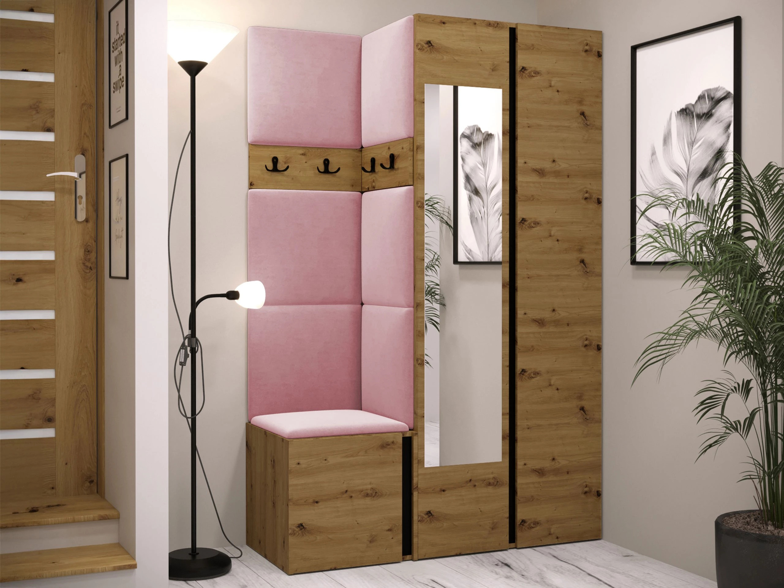 Set de hol Pinis XXVI (Stejar artizan + Negru)