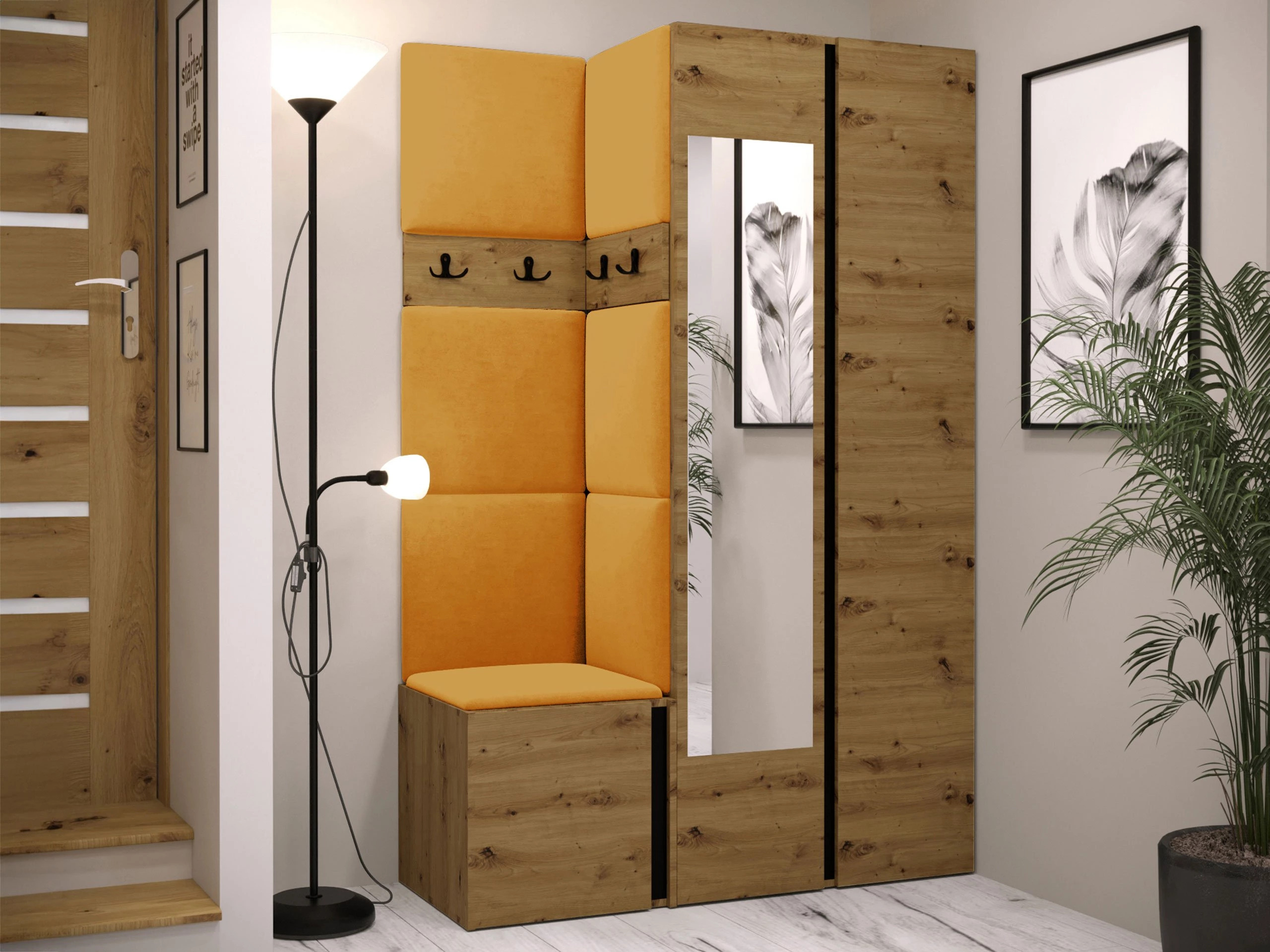 Set de hol Pinis XXVI (Stejar artizan + Negru)