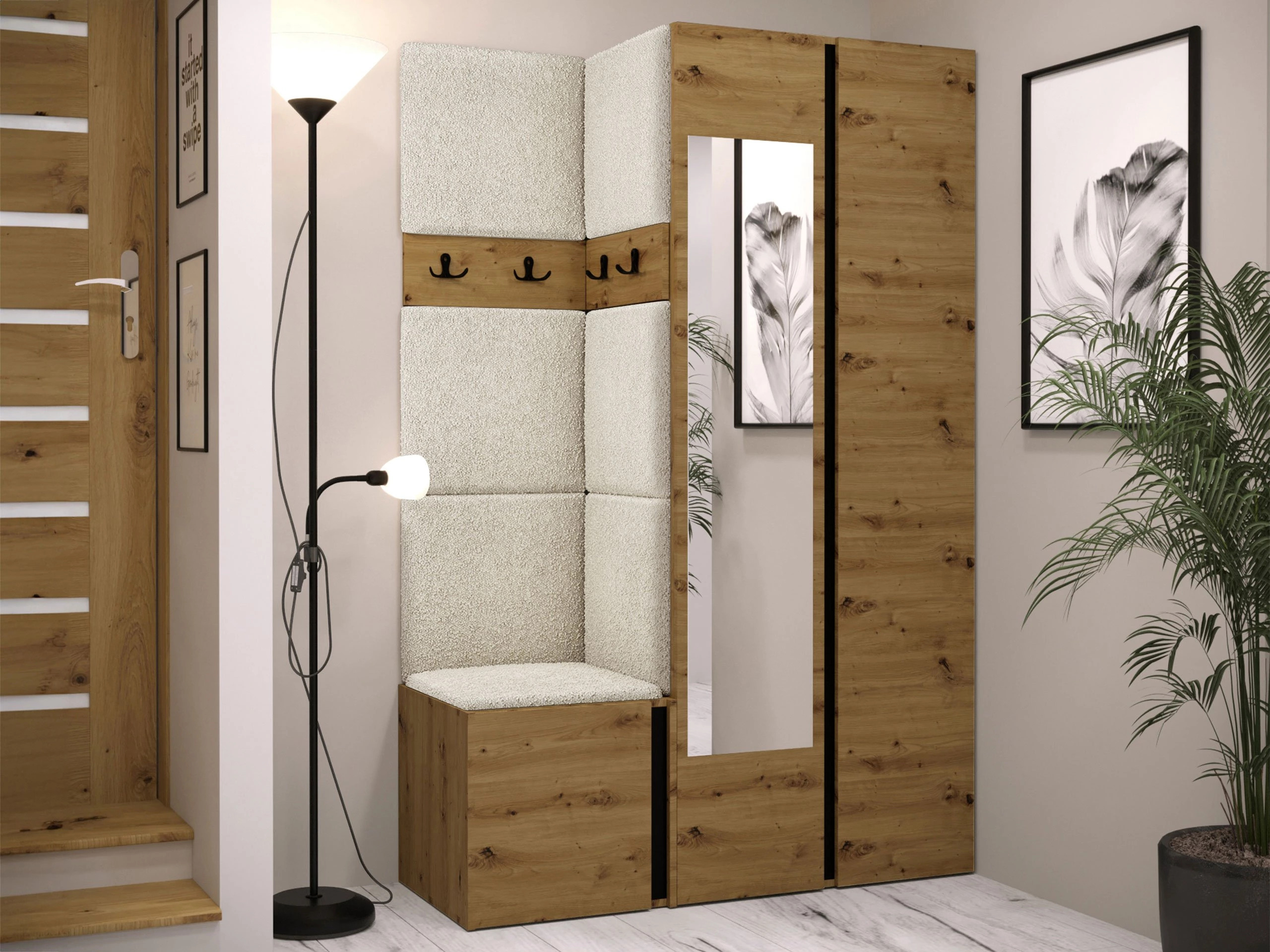 Set de hol Pinis XXVI (Stejar artizan + Negru)