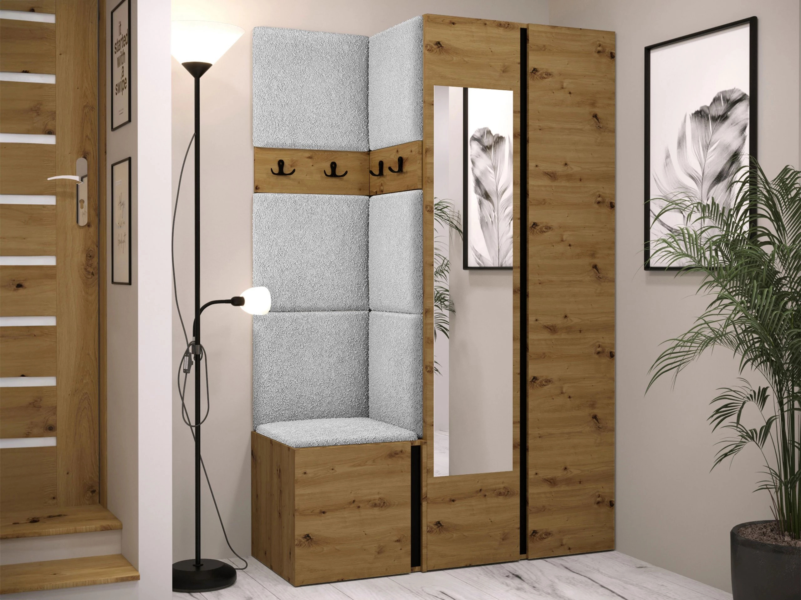 Set de hol Pinis XXVI (Stejar artizan + Negru)