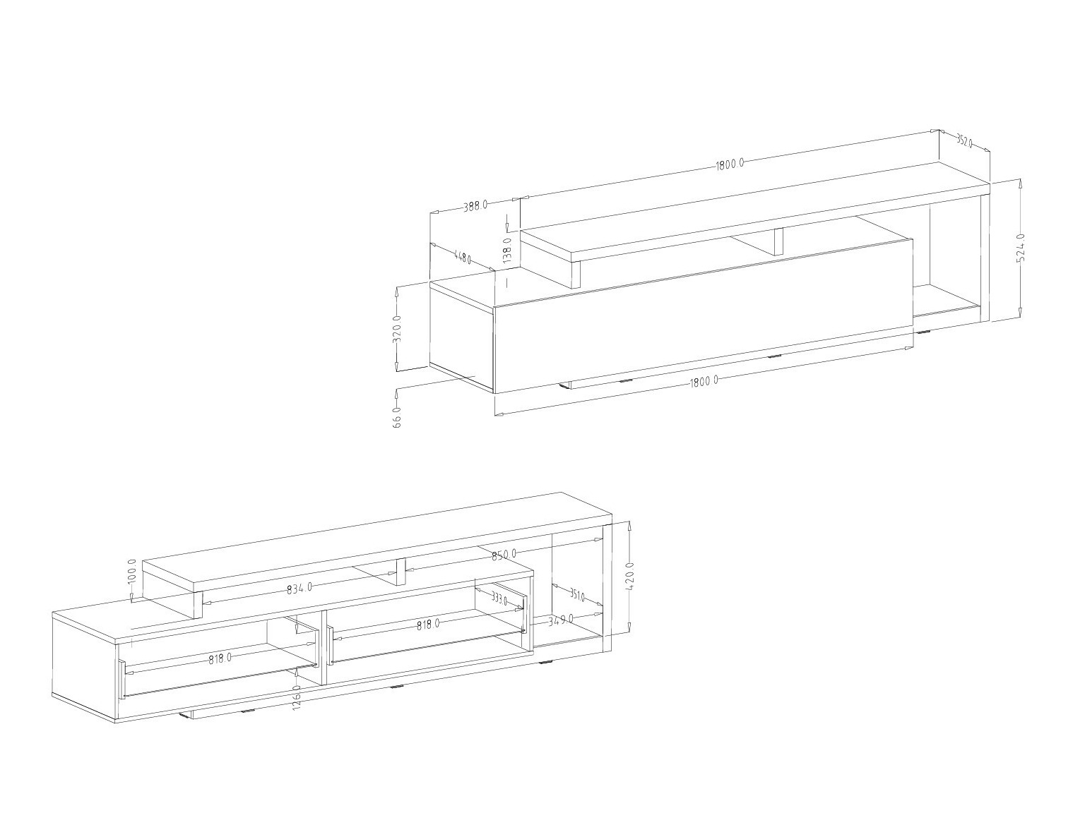 Comodă TV Lutiva 103 (Alb + Beton)