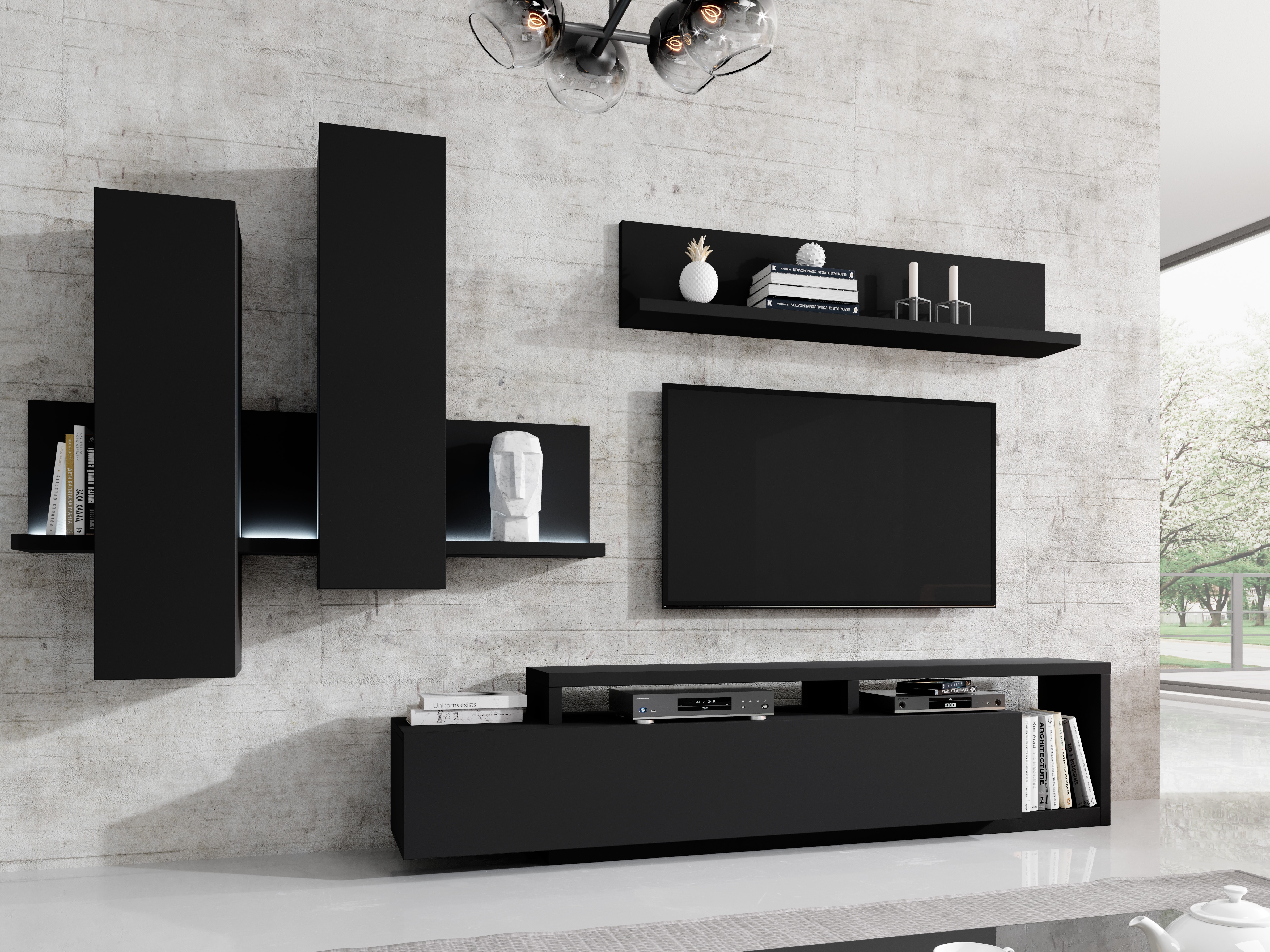 Comodă TV Lutiva 103 (Negru mat)
