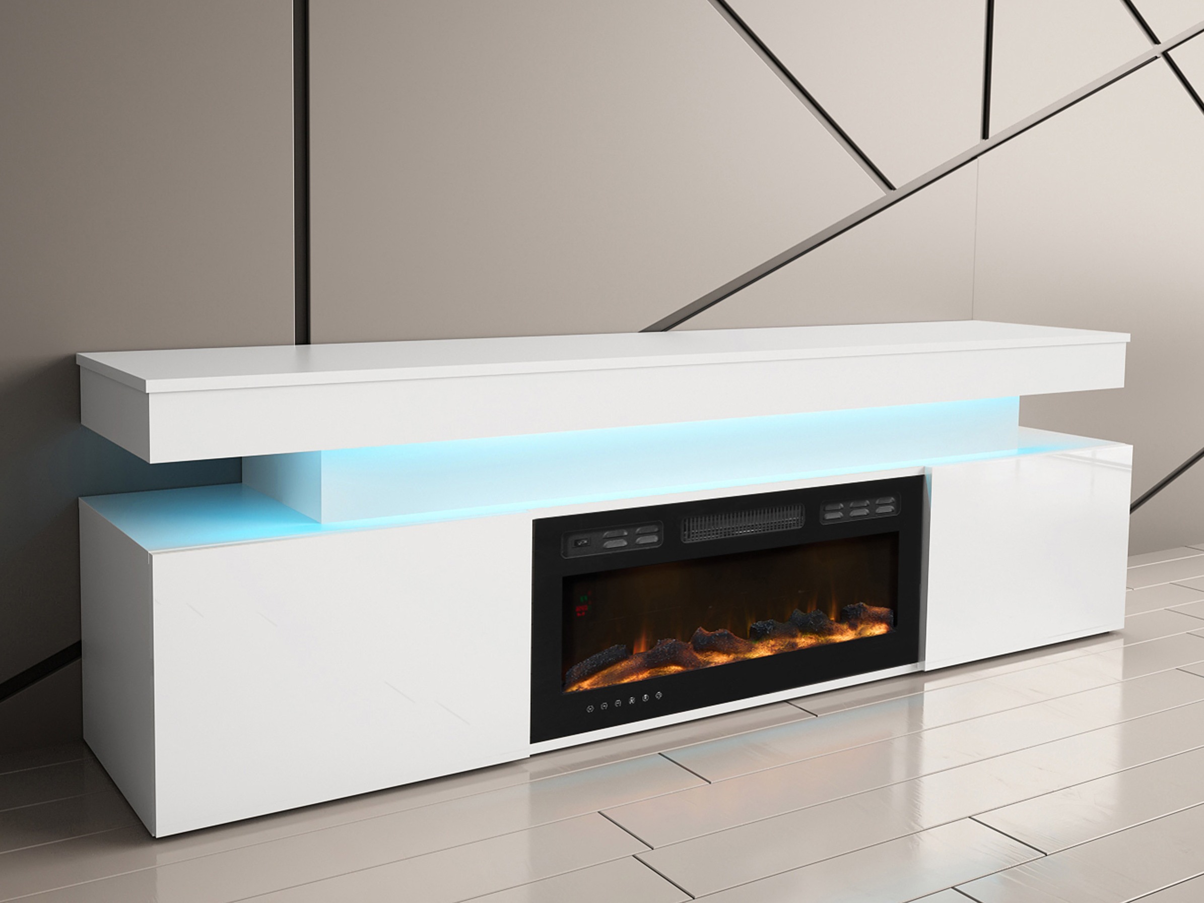 Comodă TV Monfero I (Alb + Alb lucios)