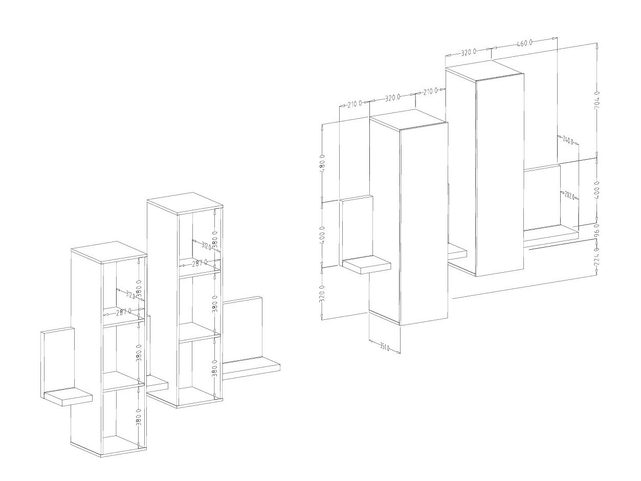 Dulap de perete Lutiva 101 (Alb + Beton)