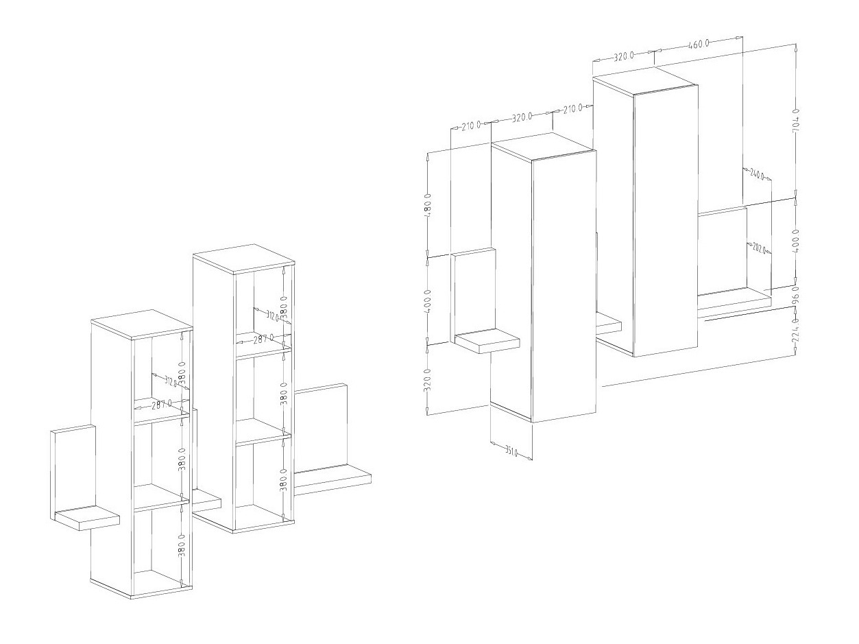 Dulap de perete Lutiva 101 (Matera gri + Molid închis)