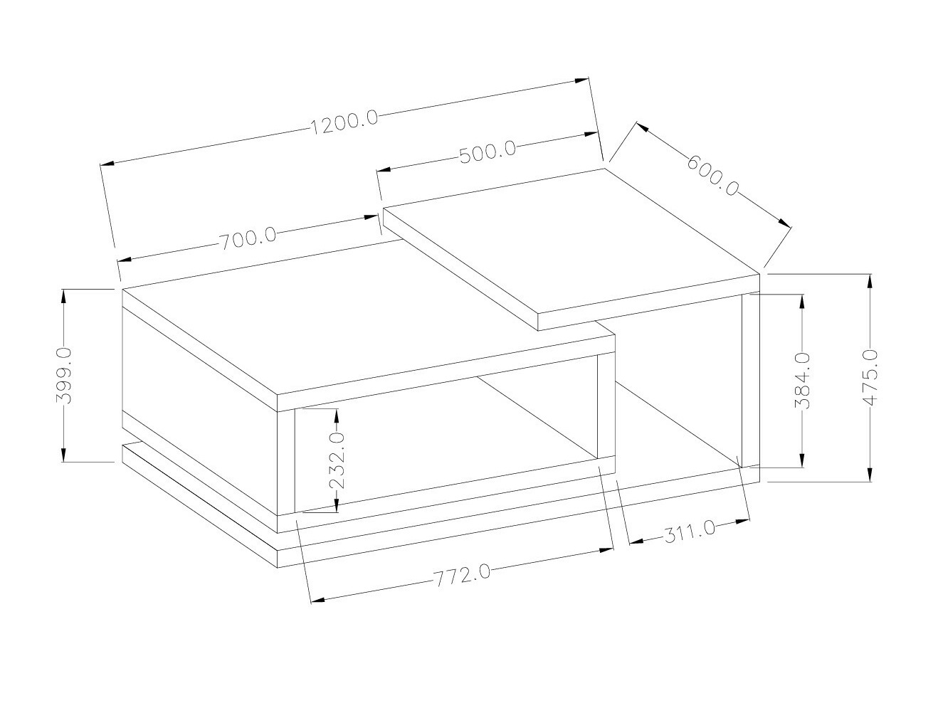 Măsuță de cafea Lutiva 104 (Antracit + Ribbec stejar)